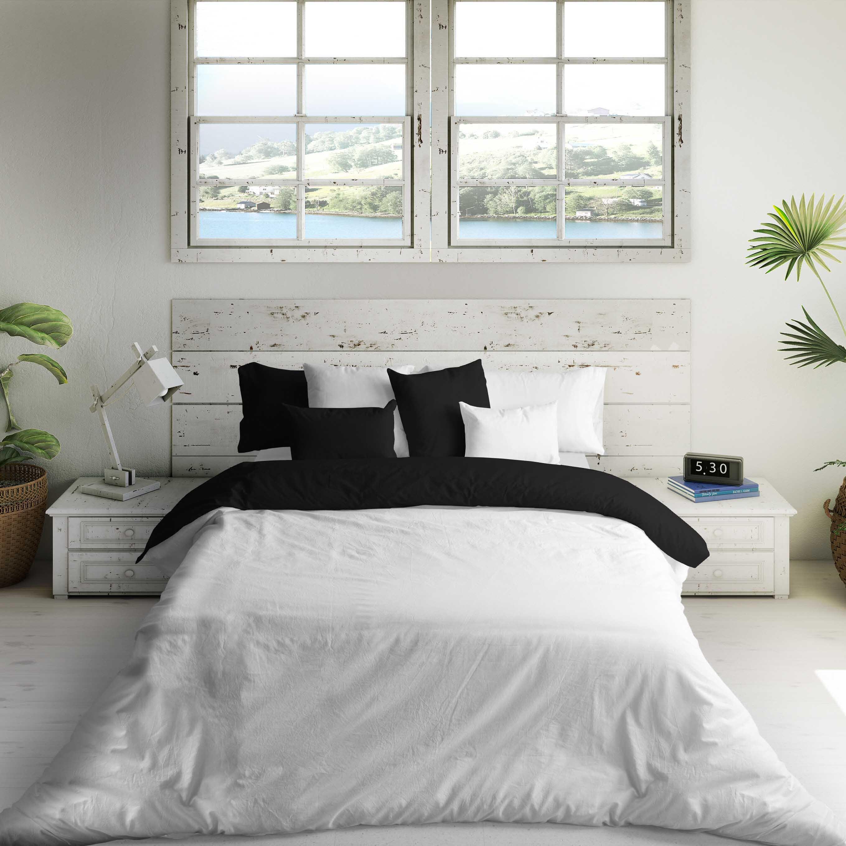 Funda nórdica NATURALS reversible 144 hilos negro/blanco para cama de 135 cm - 4