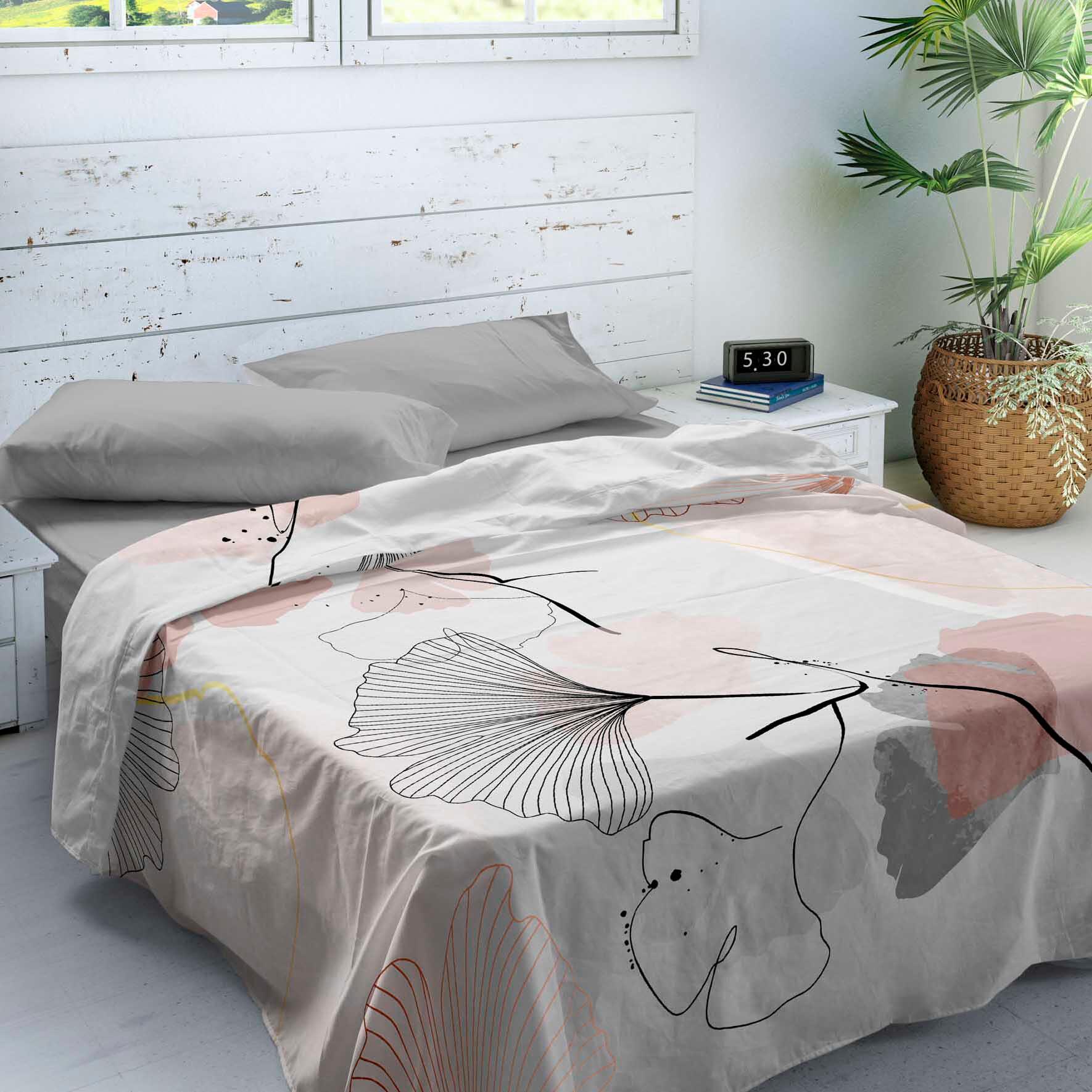 Juego de sábanas 3 piezas GINGKA 100% algodón cama 135 cm - 2