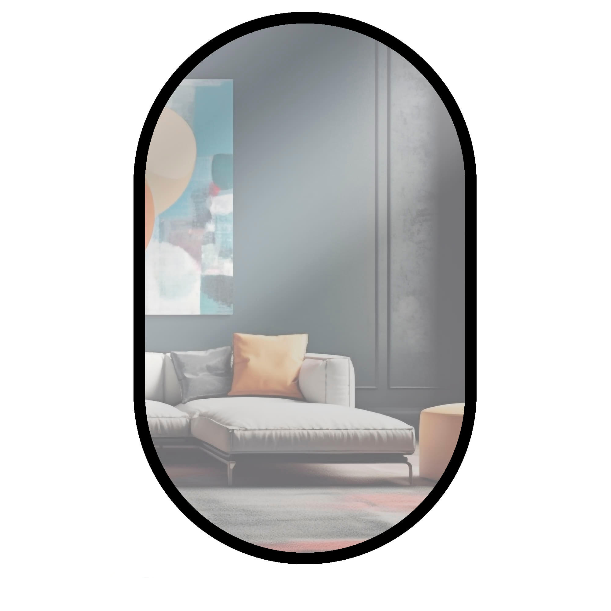 Espejo enmarcado de pared ovalado ESPEJO OVALADO metal negro satinado de 45x70 cm. Apto para baños. - 6