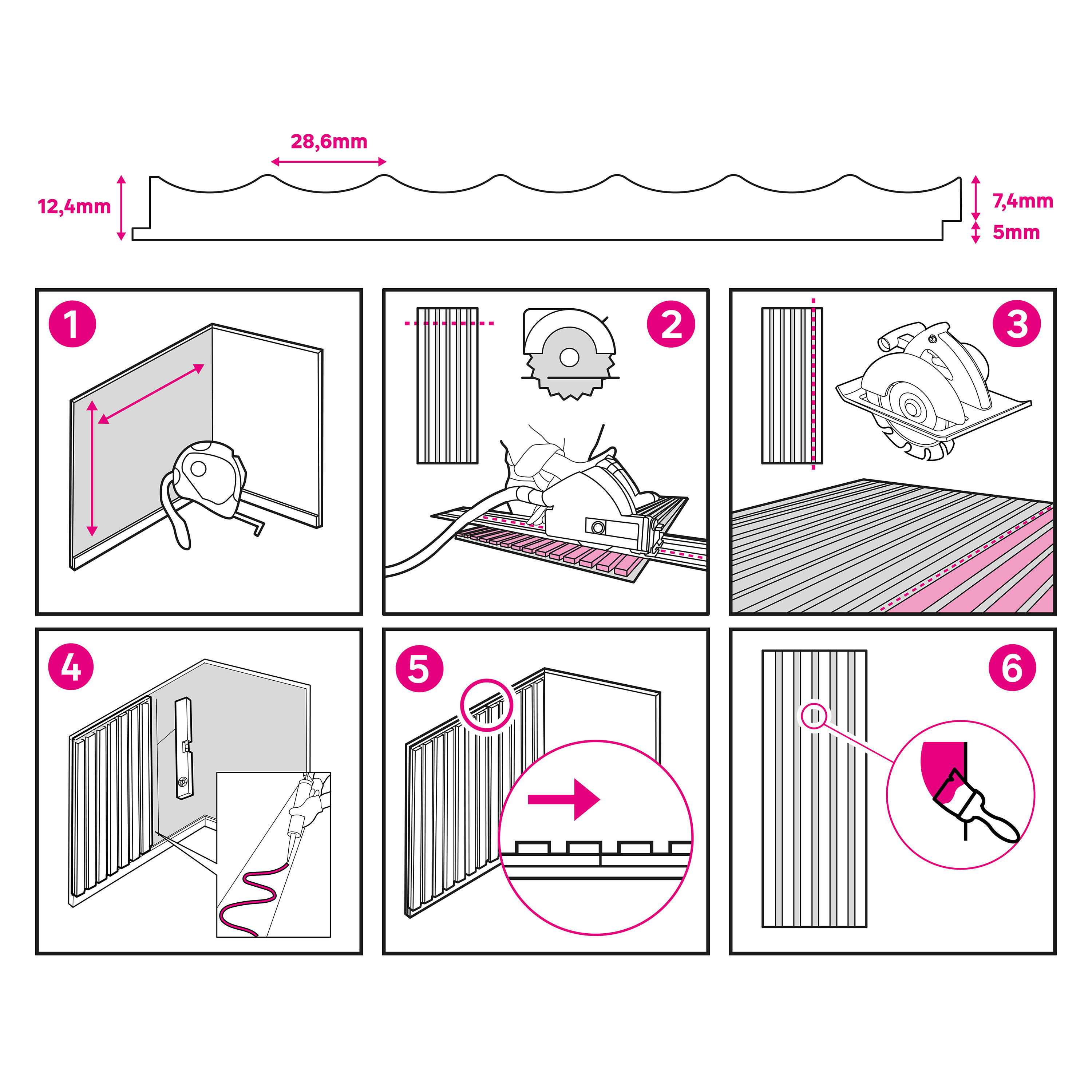 Lot de 3 panneaux MDF à peindre Lavik ARTENS, 260x22.5 cm - 8