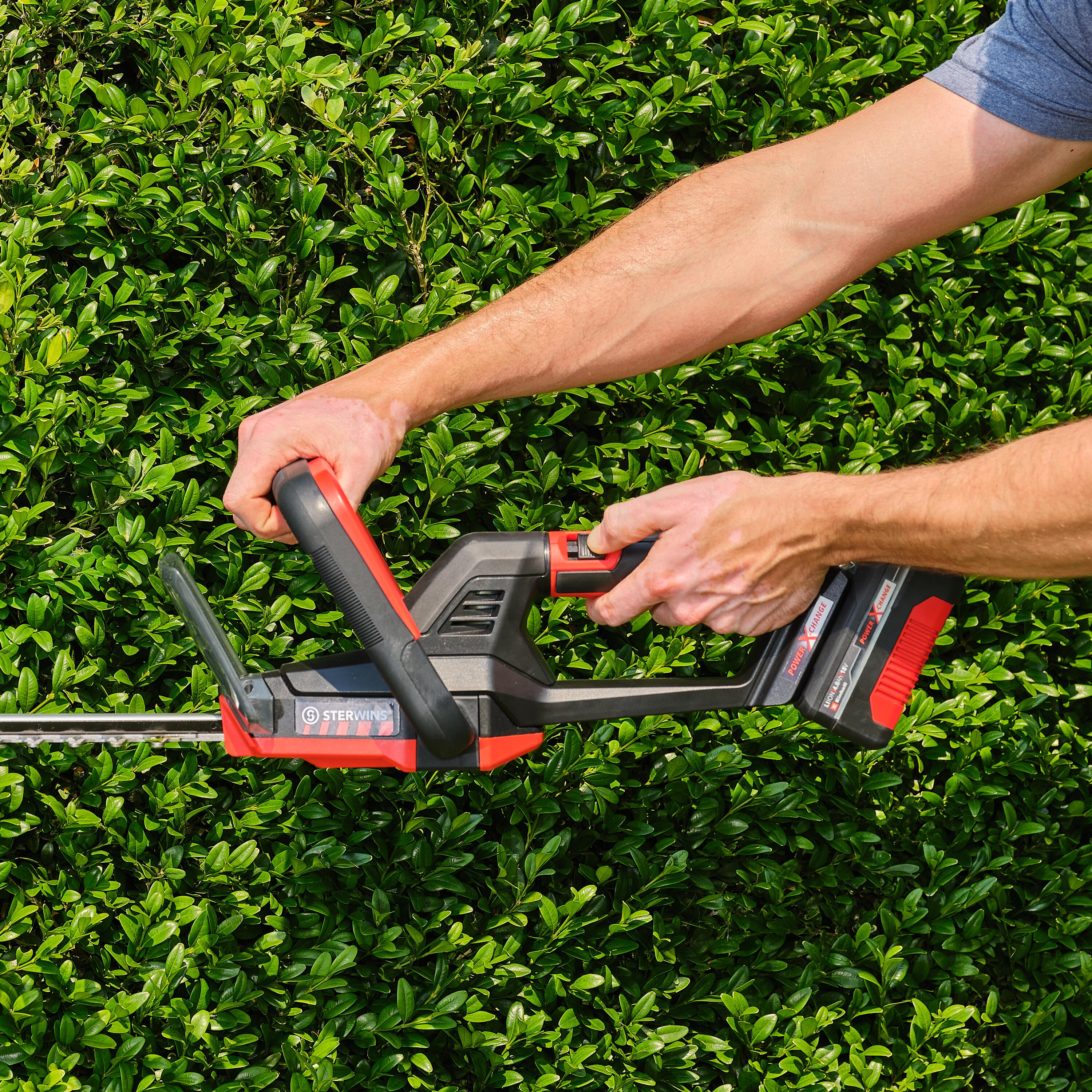 Tagliasiepi a batteria con spazzole al carbonio in abs STERWINS Powerxchange lama da 55 cm 18 V batteria non inclusa con guaina protettiva - 8