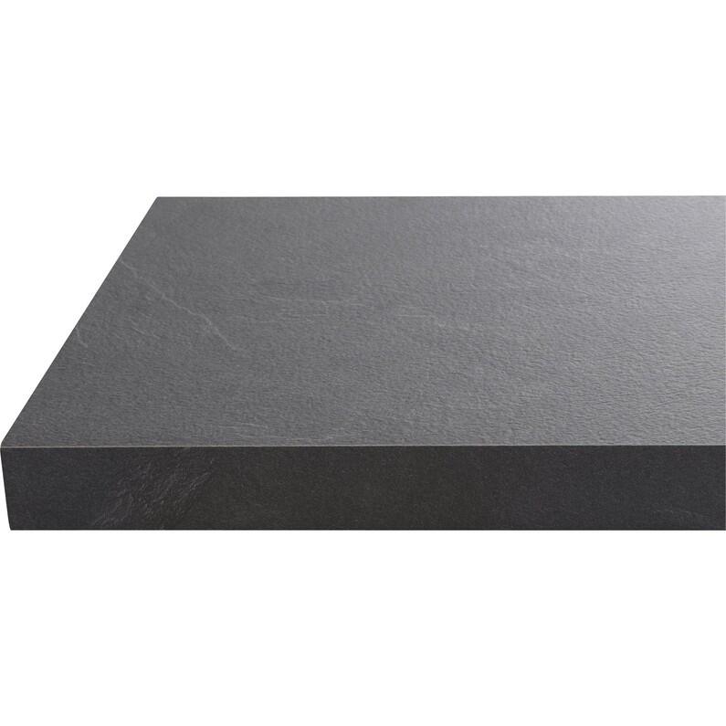 Piano cucina in truciolare rivestito in laminato hpl marmo nero Luserna L 304 x P 63 cm, spessore 3.8 cm - 4