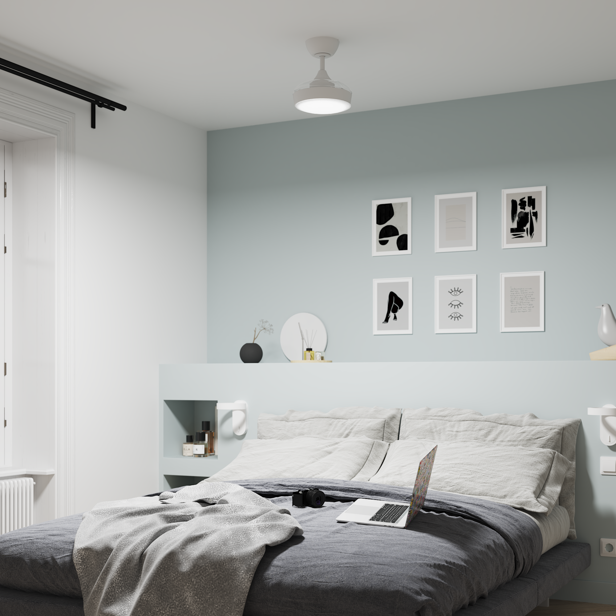 Ventilador de techo con luz retráctil silencioso DC INSPIRE Wizz Lorca blanco 54 cm color luz regulable - 17