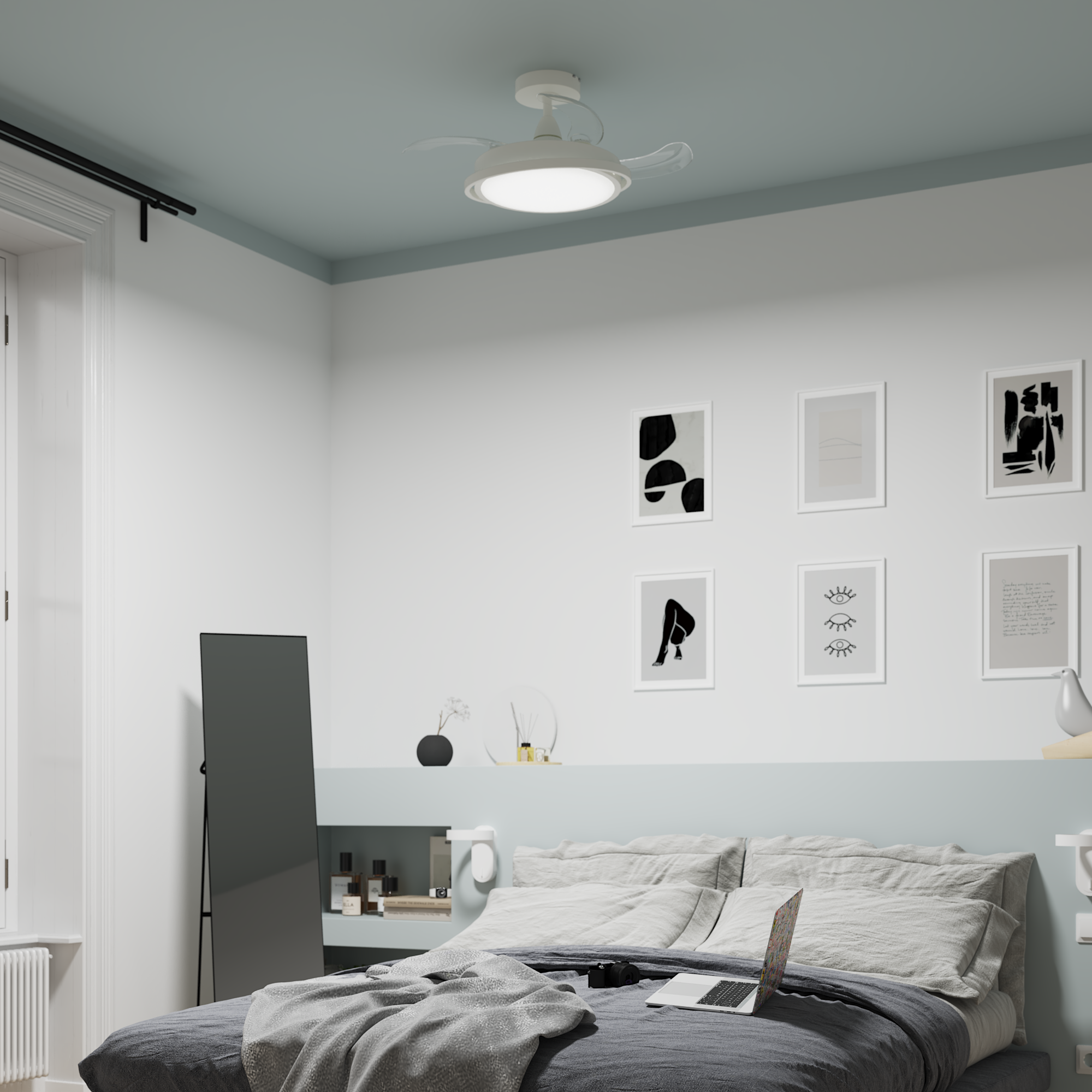 Ventilador de techo con luz silencioso DC 40W con mando ø91 cm Rosak blanco luz CCT 4 aspas retráctiles tipo lámpara| 6 velocidades| modo verano/invierno| temporizador| brisa| recomendado para <13m² - 6