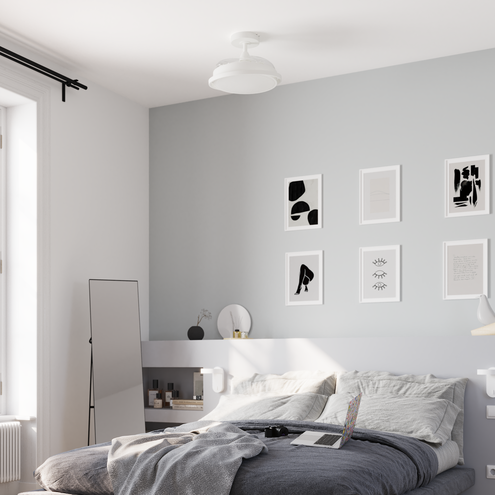 Ventilador de techo con luz silencioso DC 40W con mando ø91 cm Rosak blanco luz CCT 4 aspas retráctiles tipo lámpara| 6 velocidades| modo verano/invierno| temporizador| brisa| recomendado para <13m² - 5