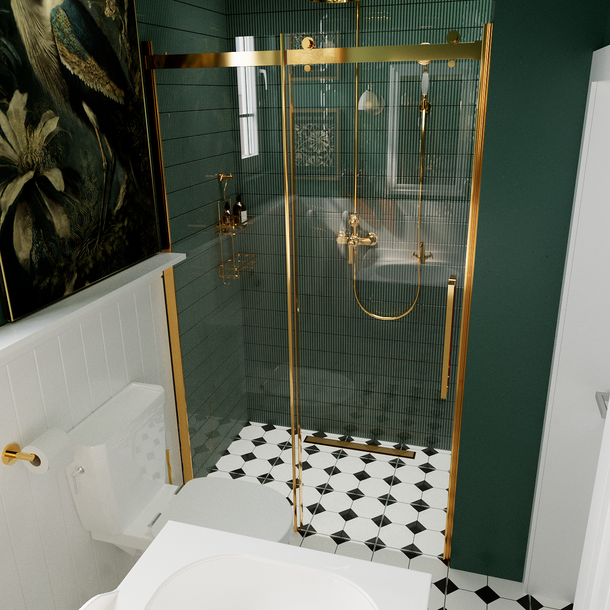 Uchwyt na papier toaletowy ścienny złoty Modern Project Omnires - 3