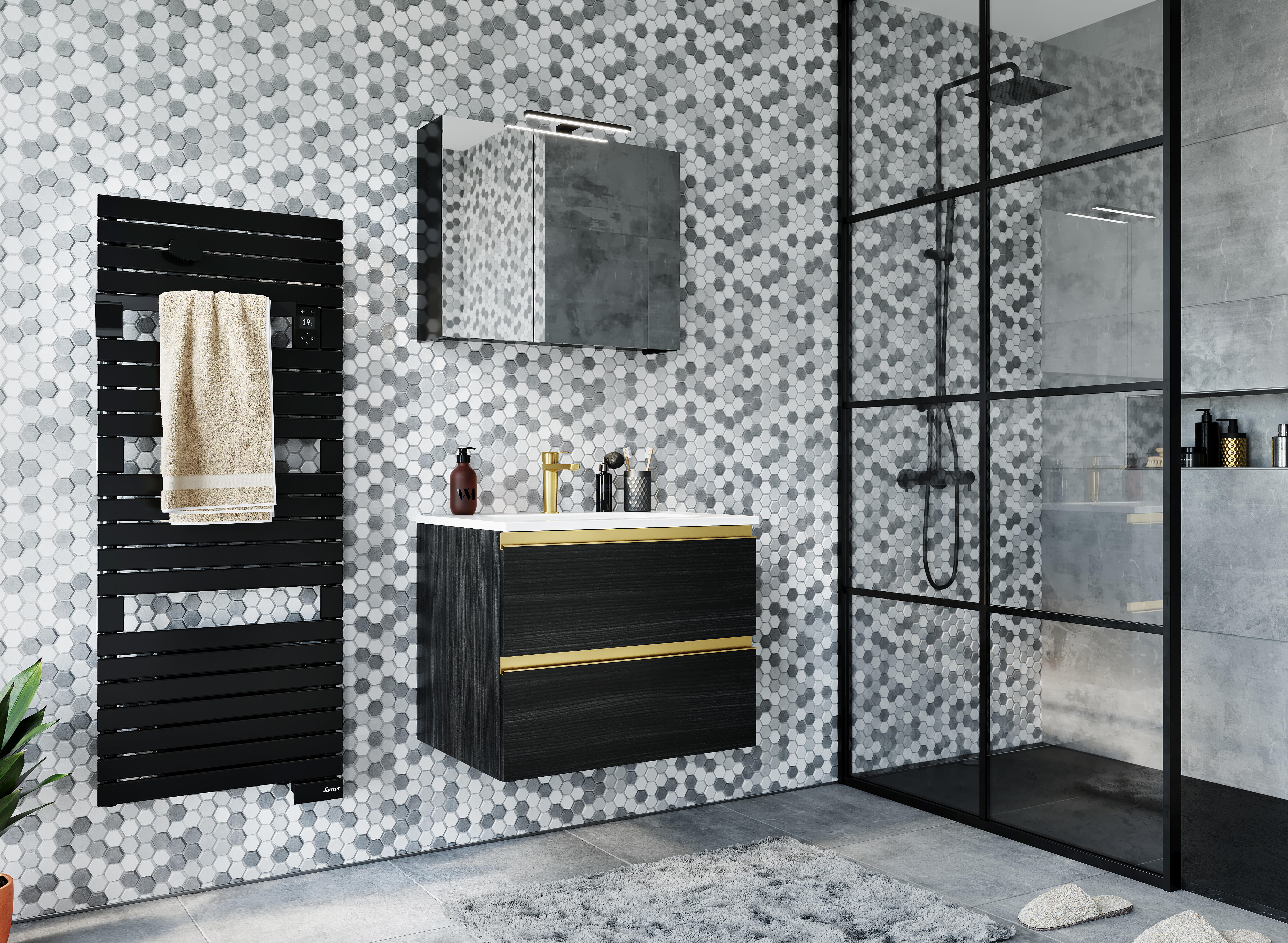 Sèche-serviettes électrique soufflant connecté 2 SAUTER 1750W Asama noir - 2