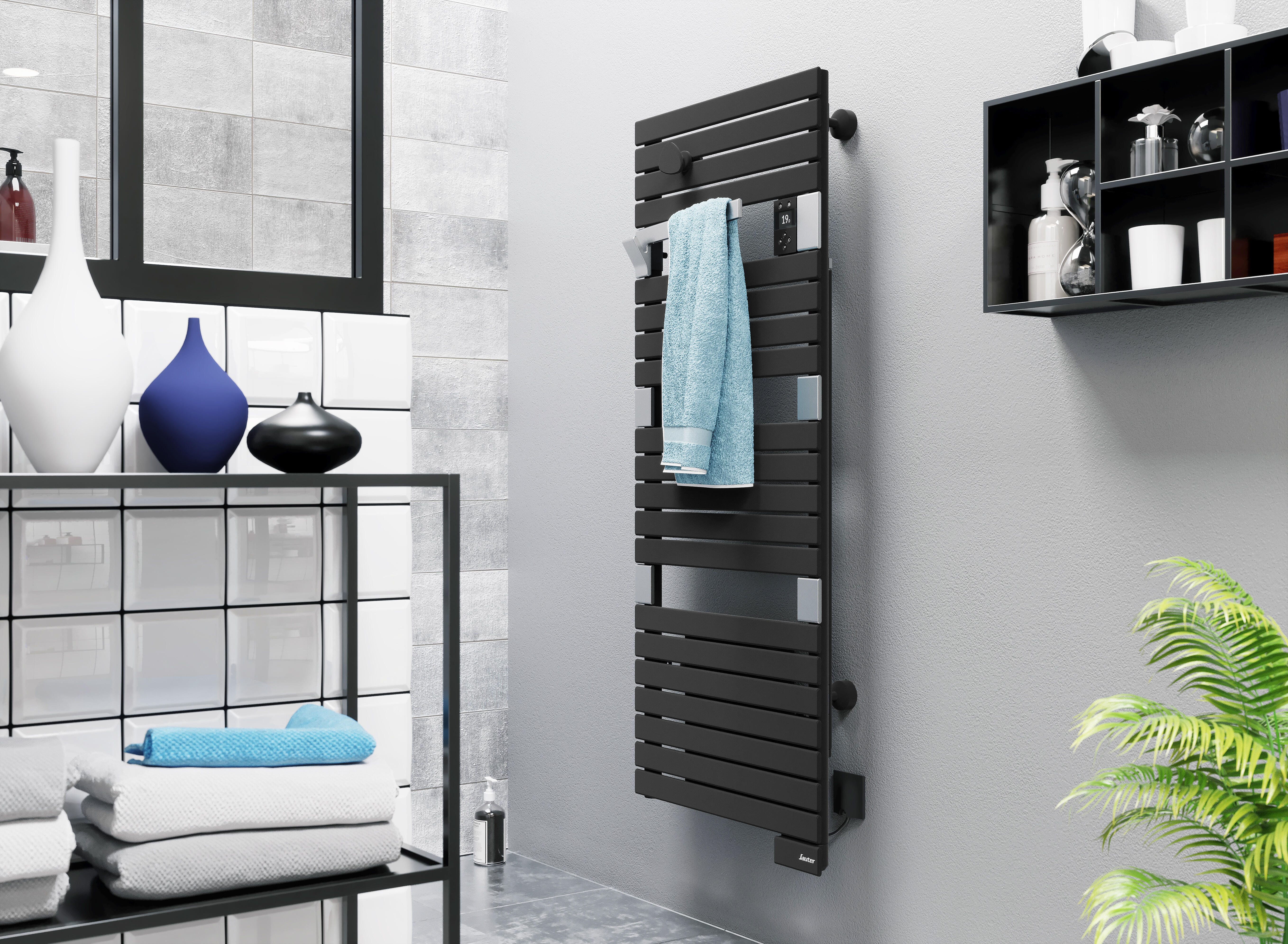 Sèche-serviettes électrique soufflant connecté 2 SAUTER 1500W Asama anthracite - 3