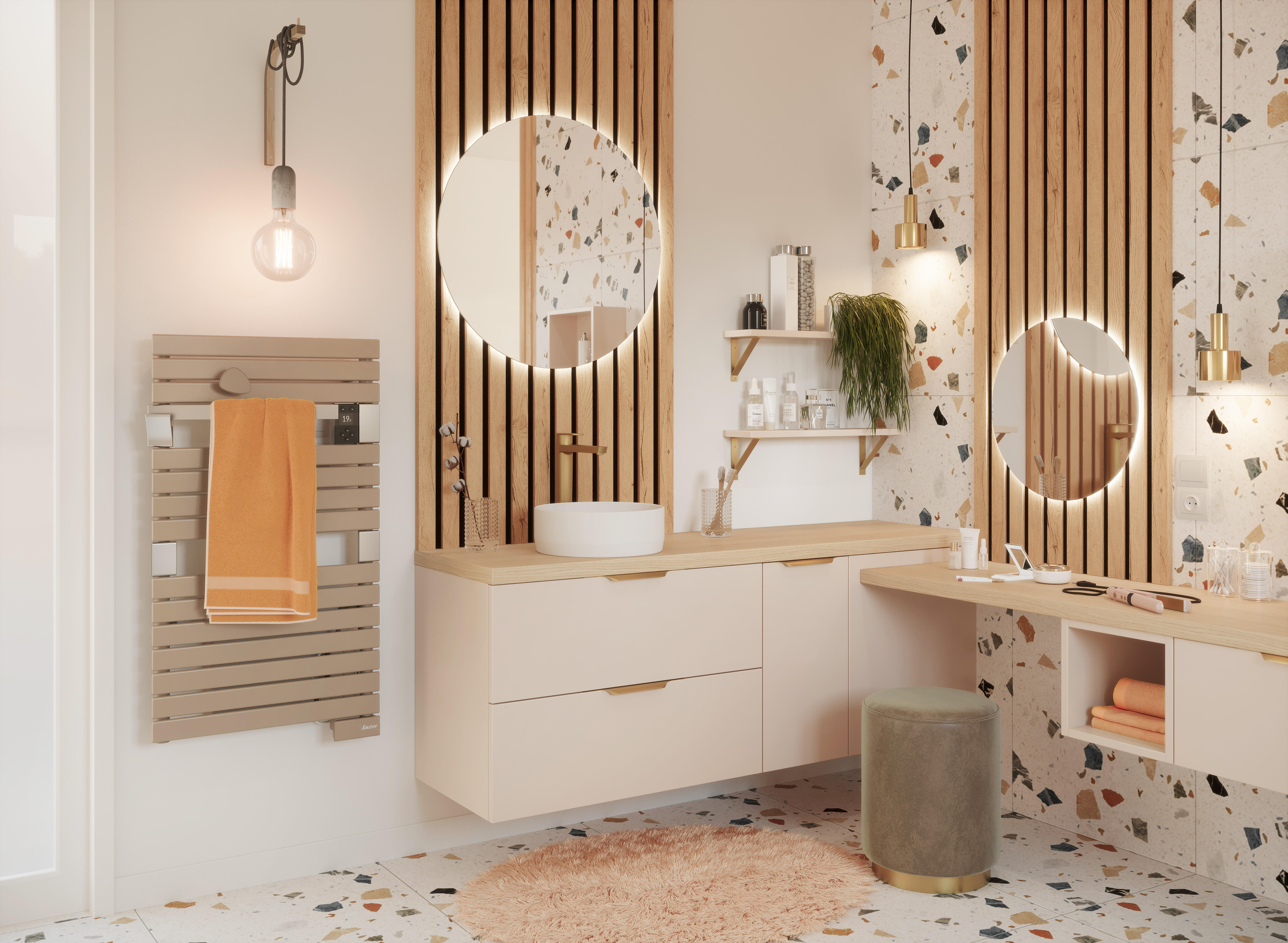 Sèche-serviettes électrique soufflant connecté 2 SAUTER 1500W Asama cappuccino - 2