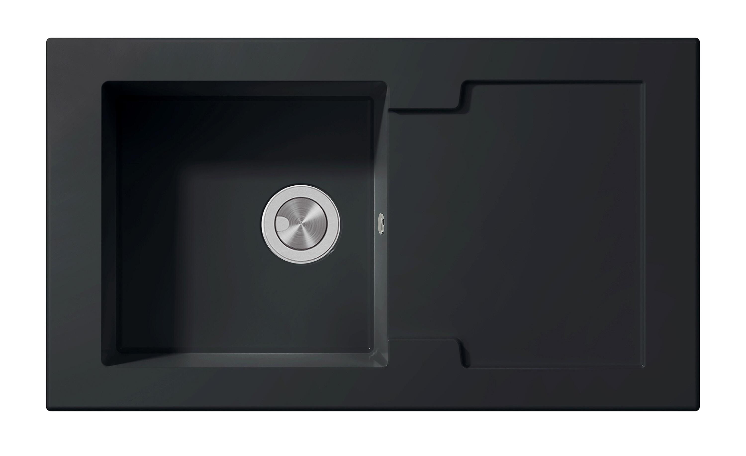 Fregadero seno con escurridor de resina rectangular interbany impasse negro 90.6x51.7cm