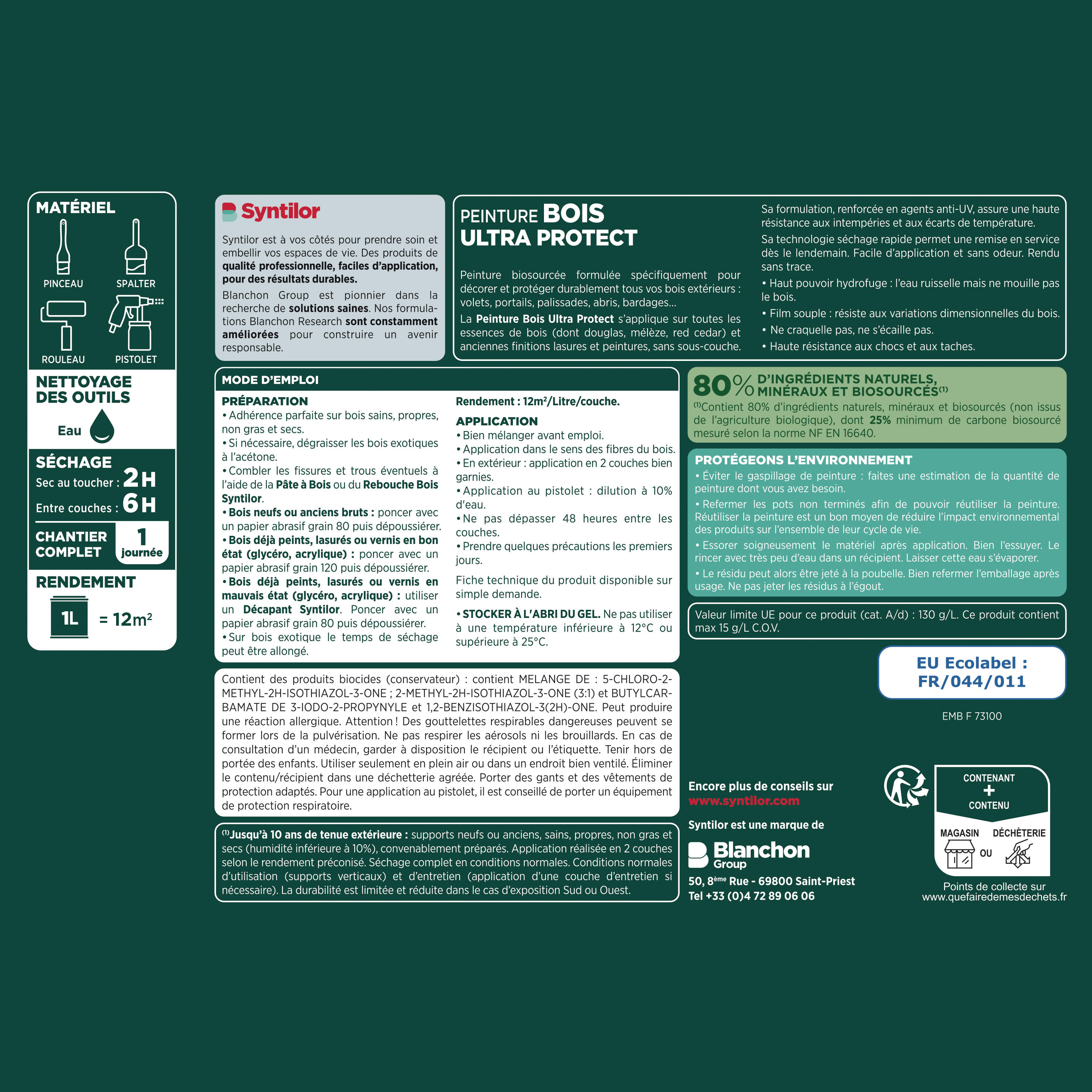 Peinture extérieure bois Ultra protect SYNTILOR blanc satiné 0.5l - 3