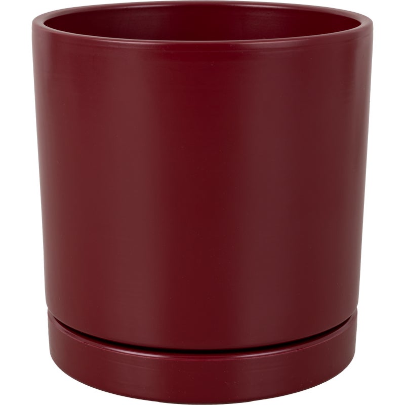 Doniczka ceramiczna z podstawką Vienna śr.15cm bordowa Ceramik