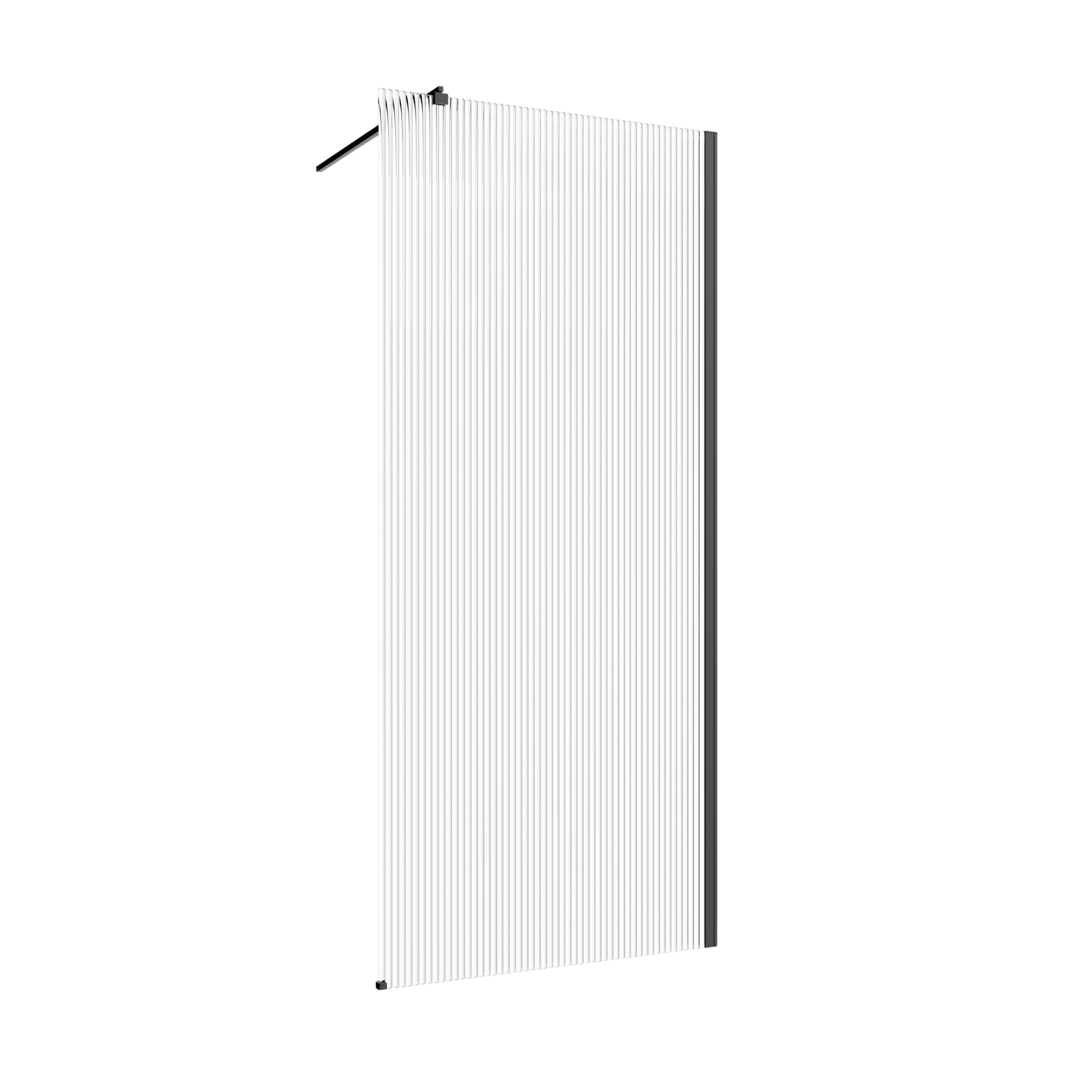 Kabina Walk-in 100x200 transparentna ryflowana profil czarny Invena