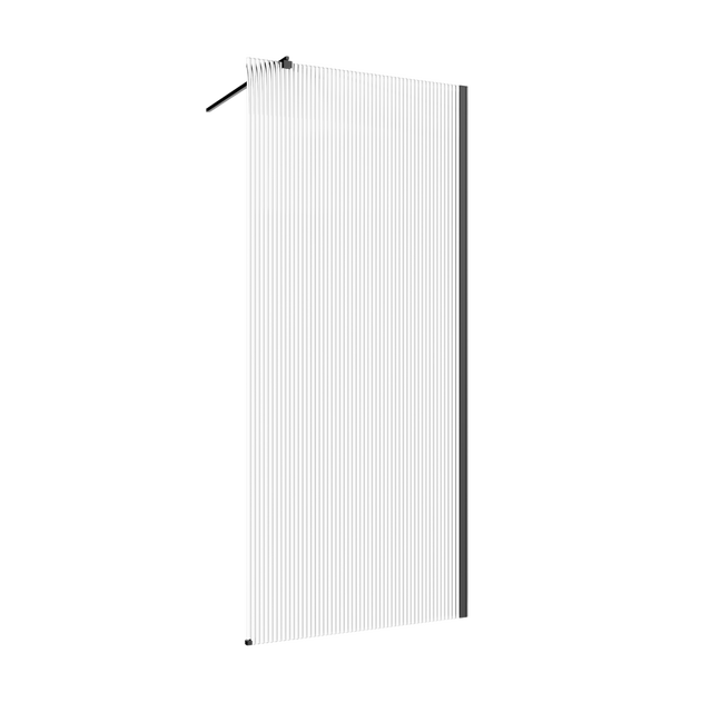 Kabina Walk-in 120x200 transparentna ryflowana profil czarny Invena