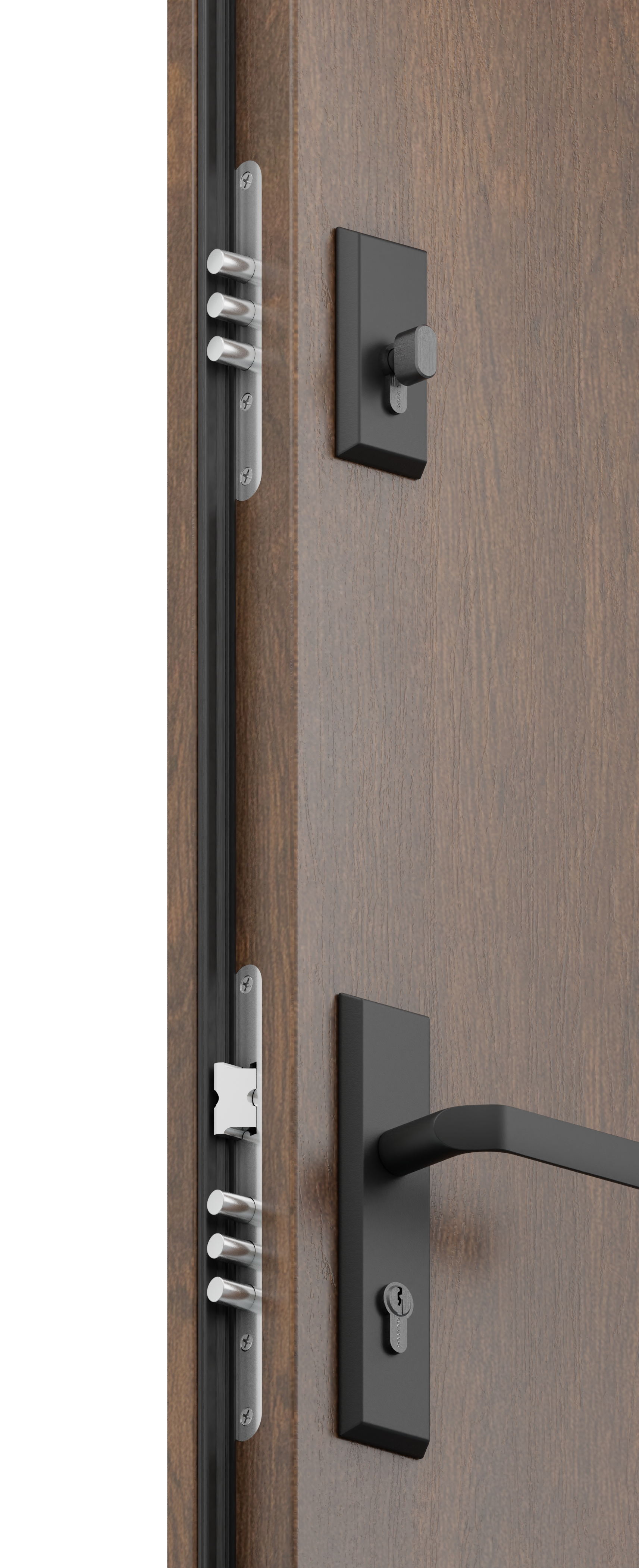 Drzwi zewnętrzne stalowe wejściowe Buena Shadow 68 orzechowe 80 lewe Isoxa - 6