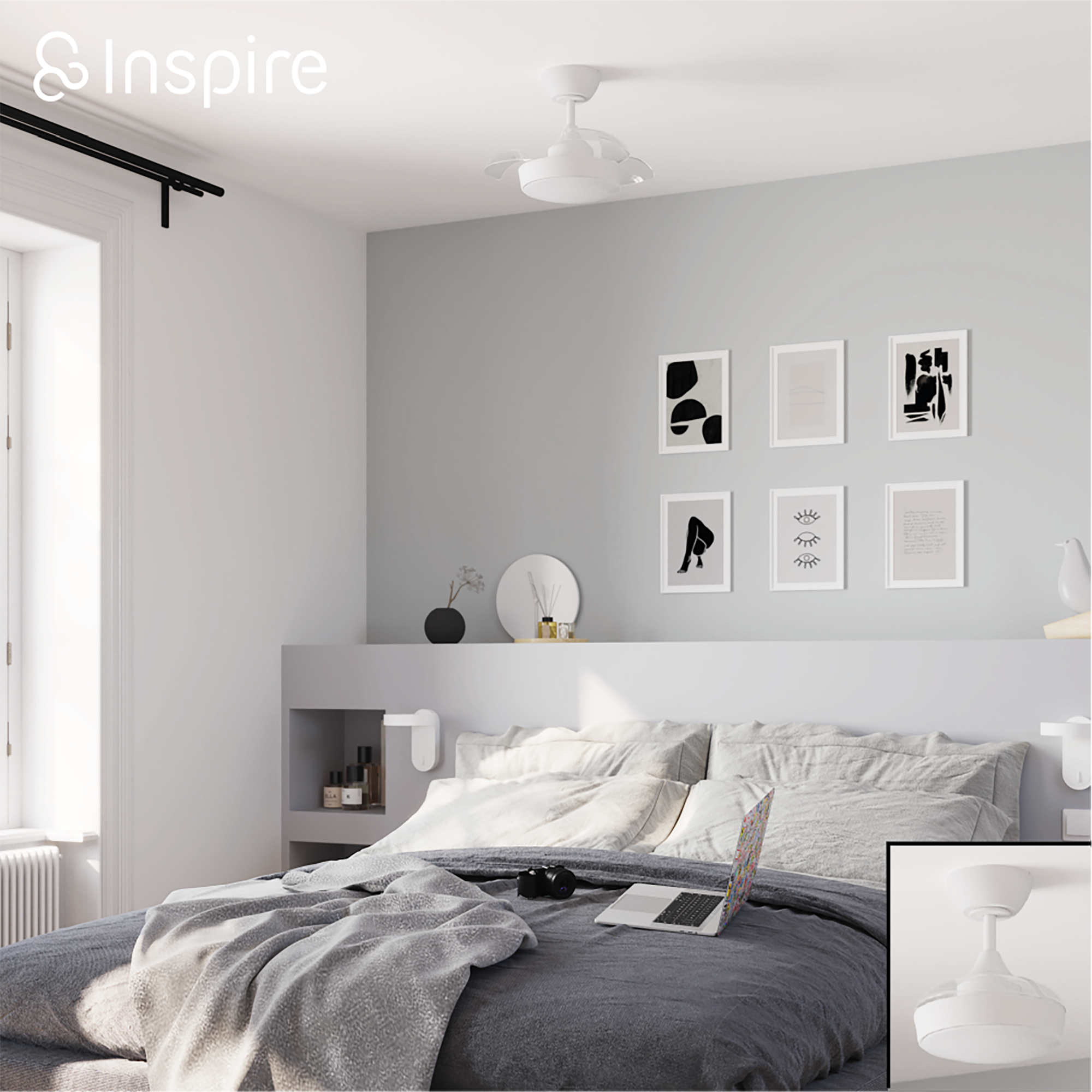 Ventilador de techo con luz retráctil silencioso DC INSPIRE Wizz Lorca blanco 54 cm color luz regulable - 16