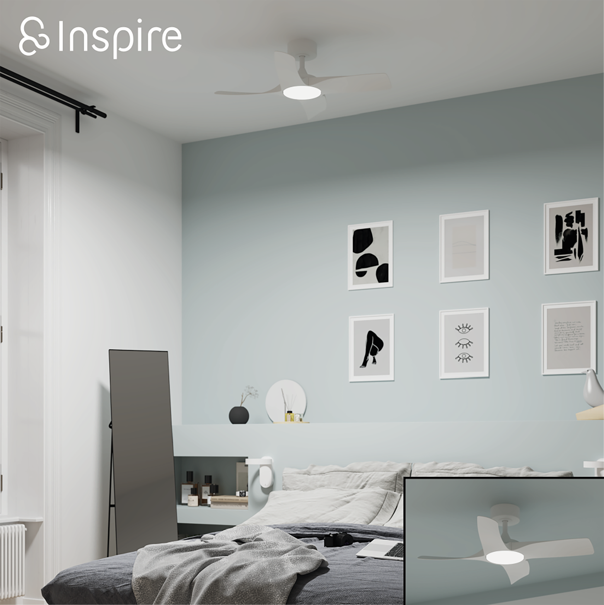 Ventoinha Siroco Plus 91cm DC dimável/cct 2200lm branco Inspire - 7