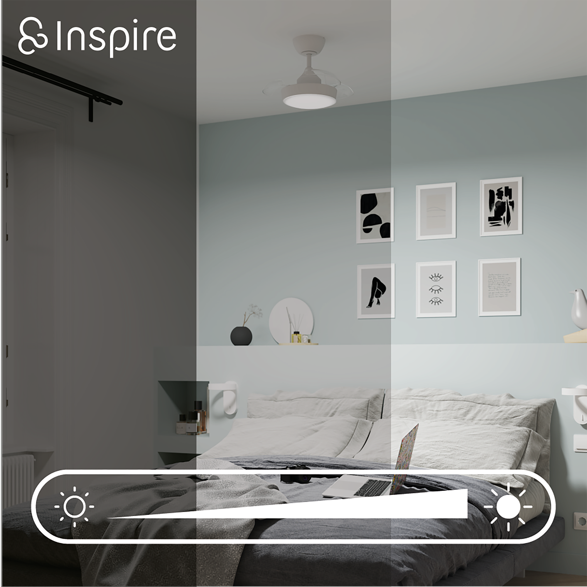 Ventilador de techo con luz retráctil silencioso DC INSPIRE Wizz Lorca blanco 54 cm color luz regulable - 12