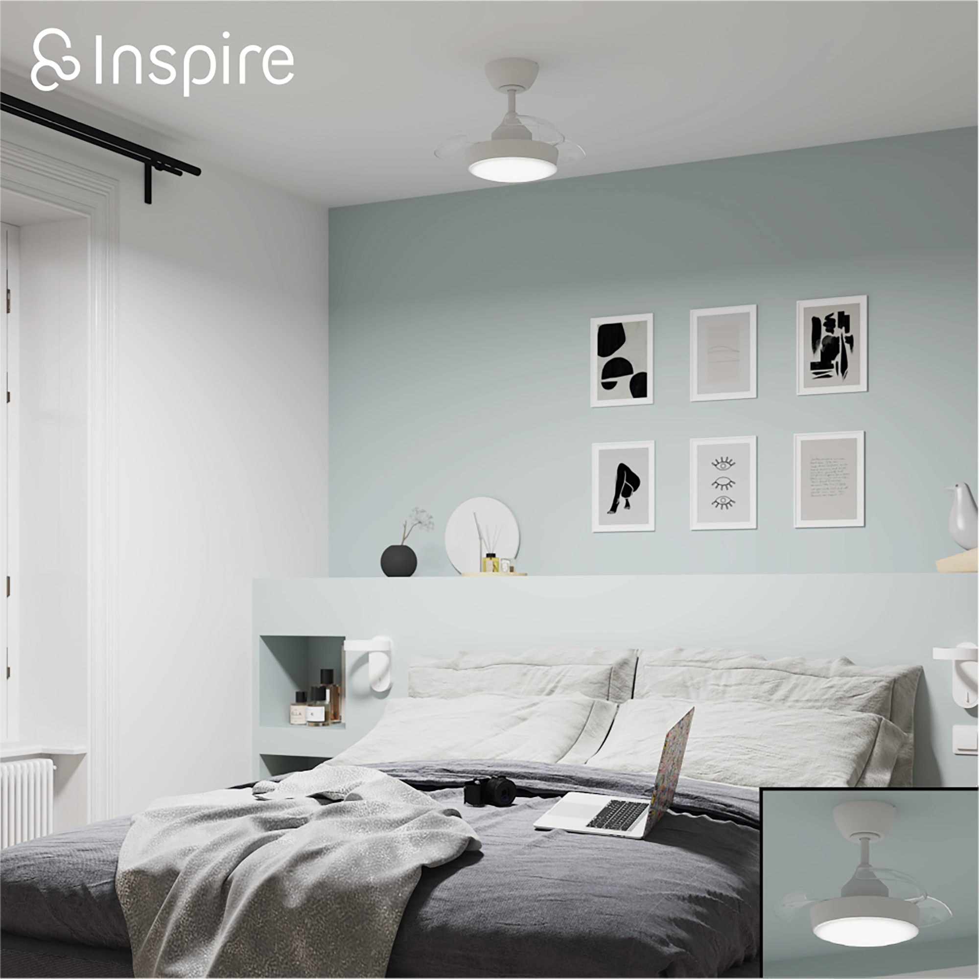 Ventilador de techo con luz retráctil silencioso DC INSPIRE Wizz Lorca blanco 54 cm color luz regulable - 11