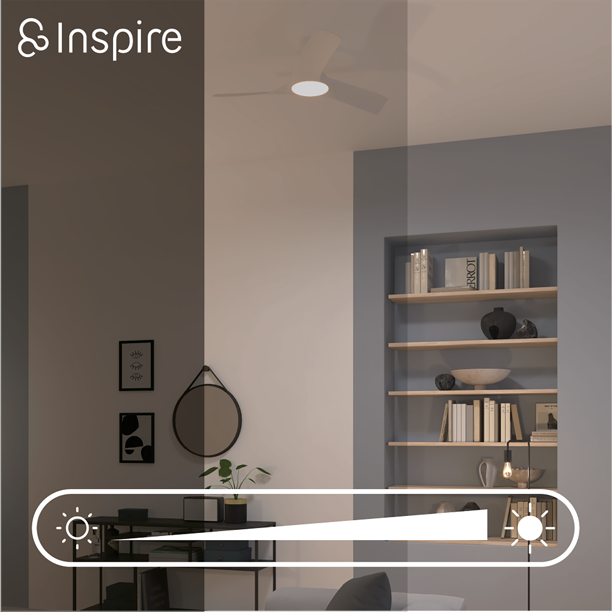 Ventoinha de teto com lâmpada 112 cm 2200 Lm CCT dimável branco Aruba Plus Inspire
 - 5