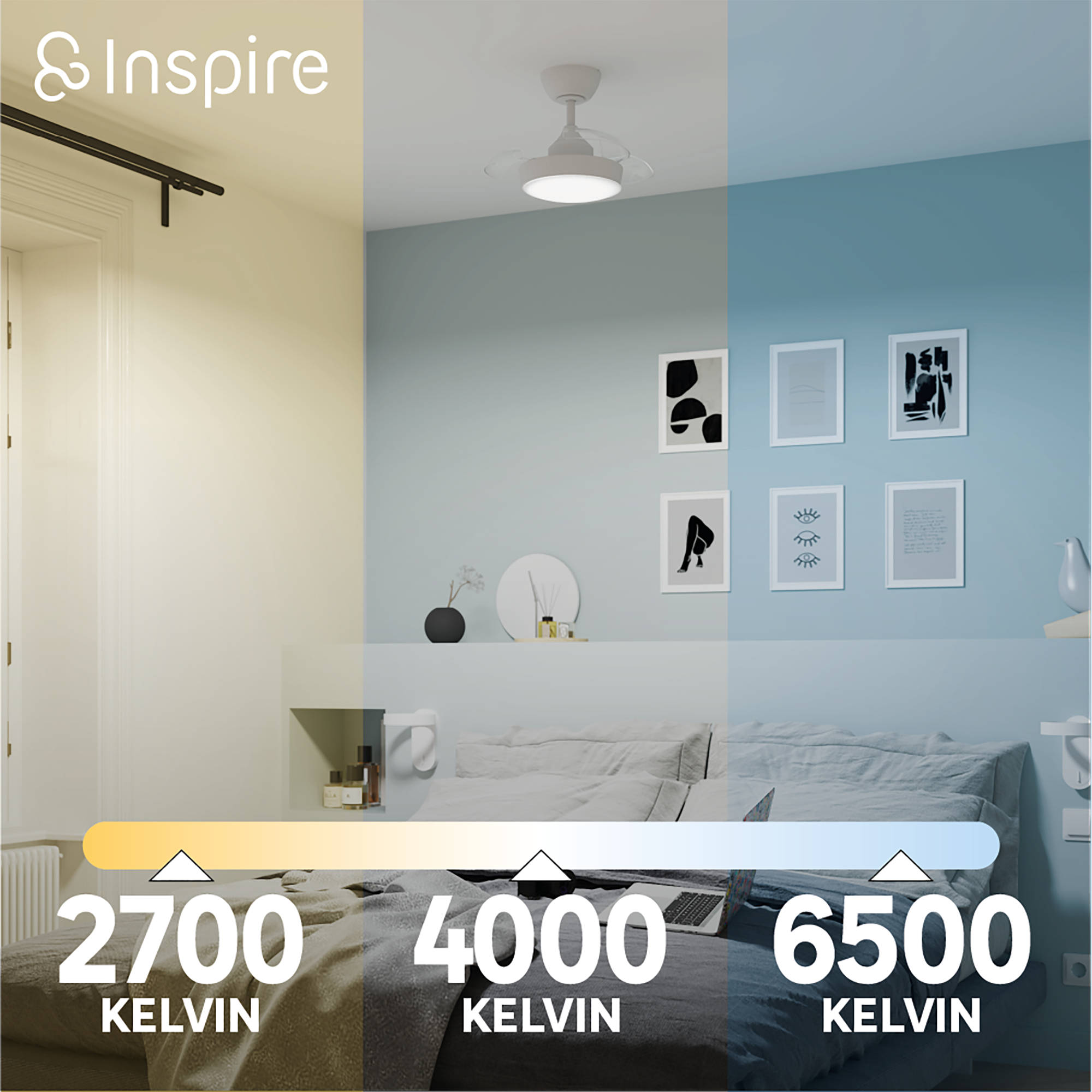 Ventilador de techo con luz retráctil silencioso DC INSPIRE Wizz Lorca blanco 54 cm color luz regulable - 6