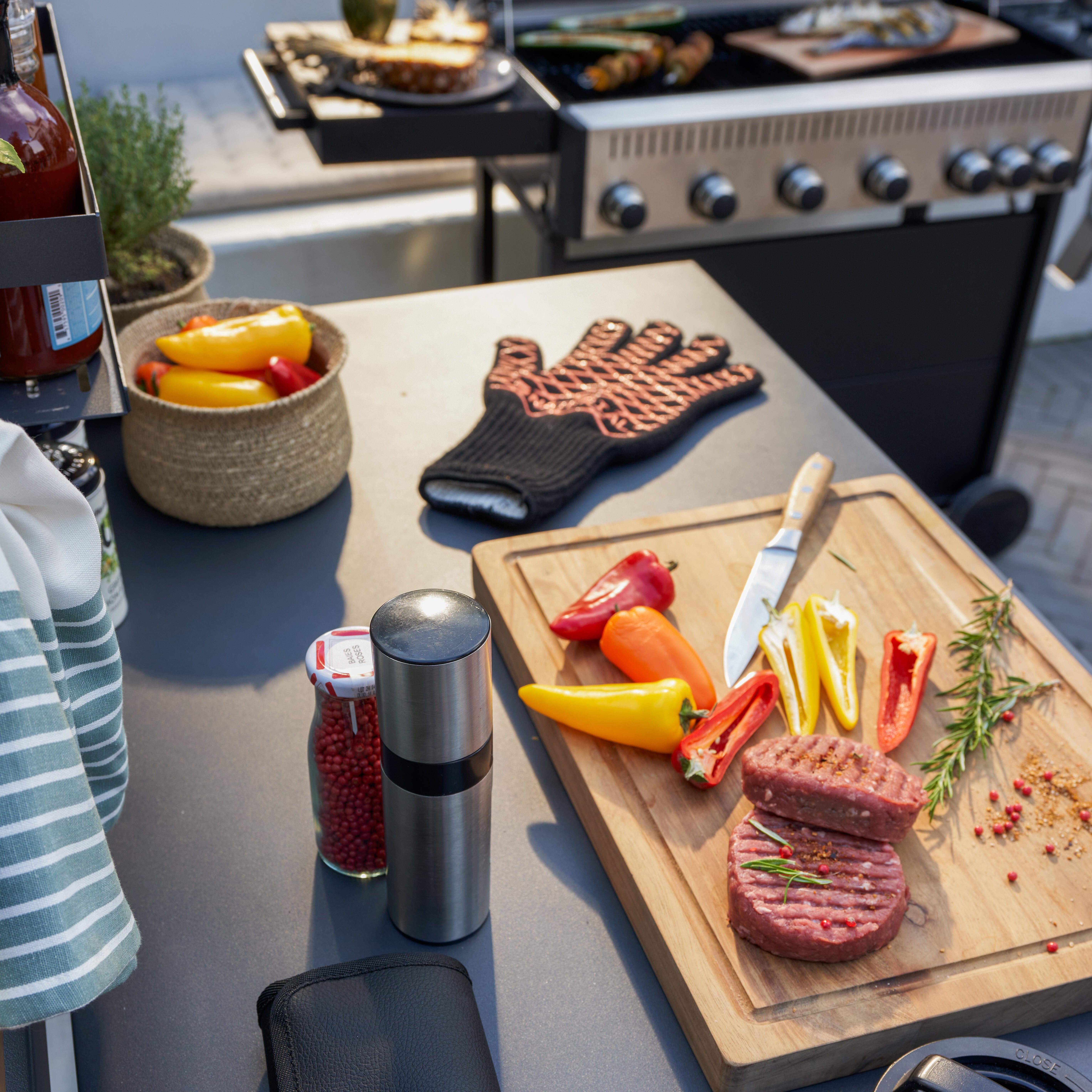 Module de cuisine extérieure en aluminium NATERIAL Lykos, gris et effet bois - 13