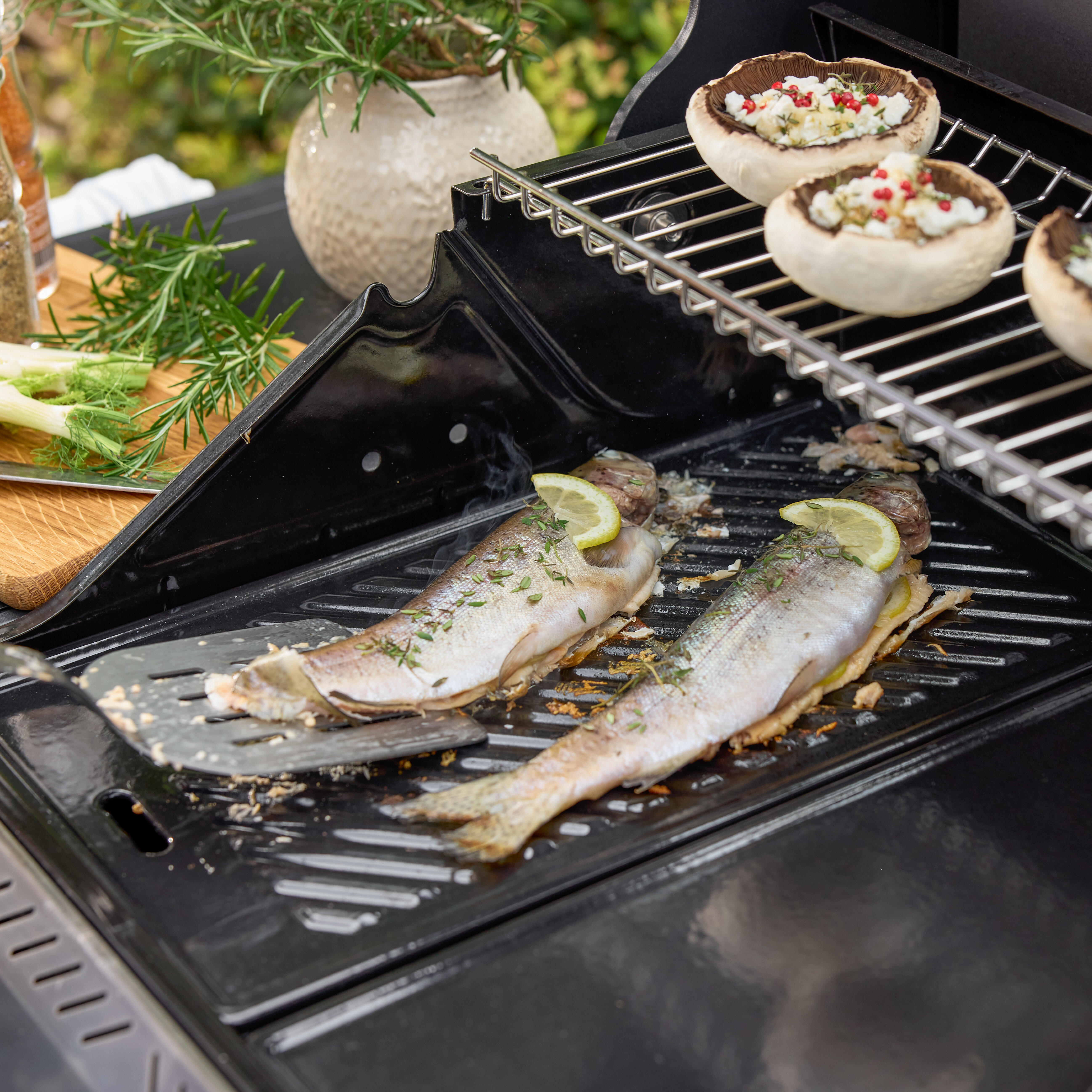 Barbecue a gás premium inox com 6+2 queimadores preto Naterial Upsilon - 13