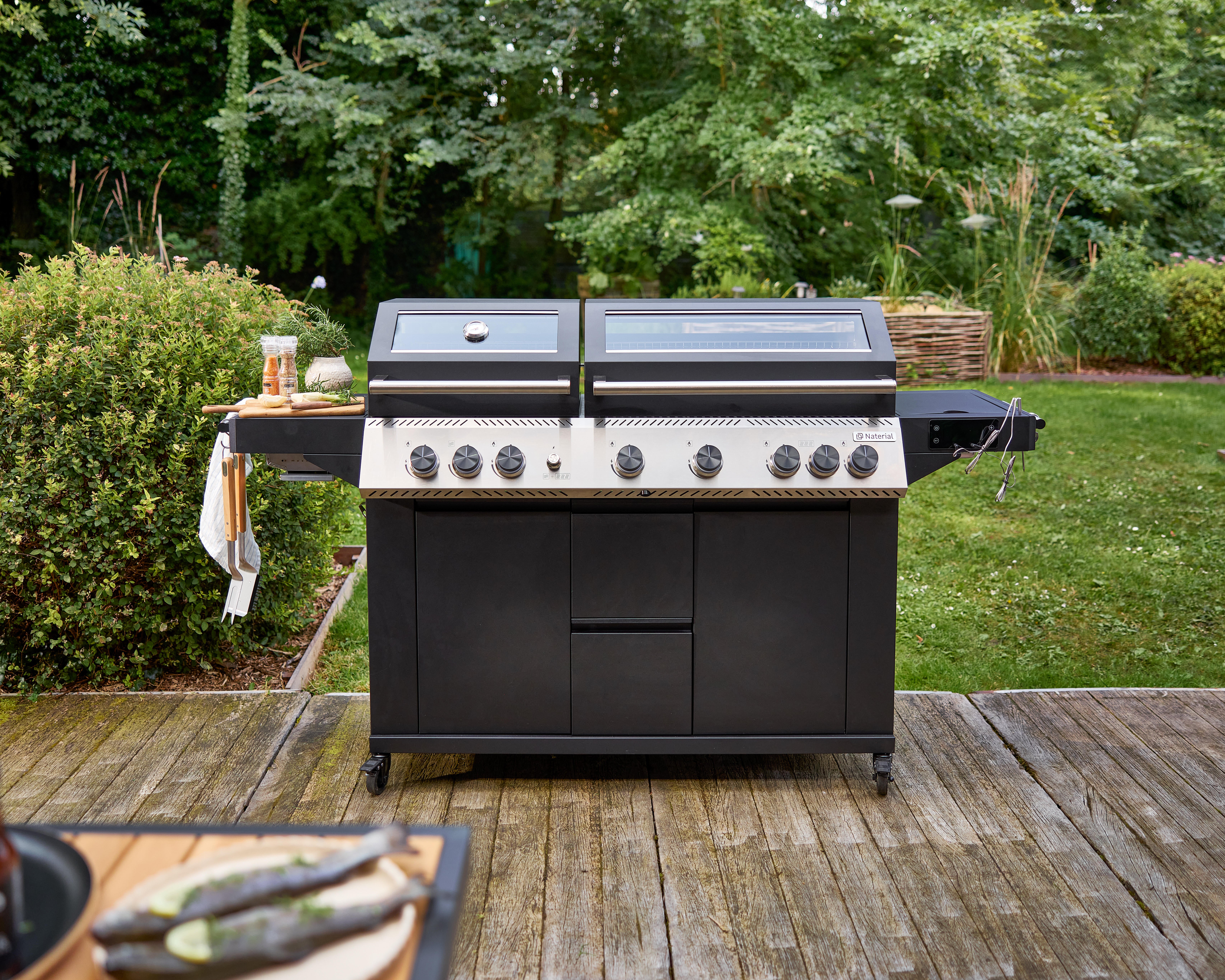 Barbecue a gás premium inox com 6+2 queimadores preto Naterial Upsilon - 6