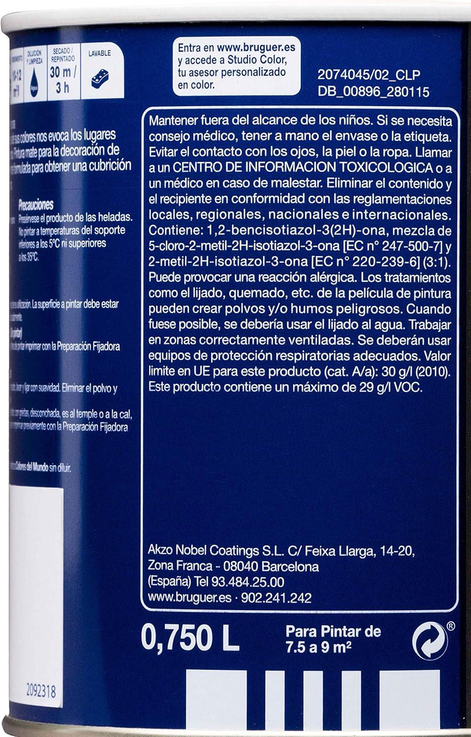 Pintura de interior Colores del Mundo BRUGUER color Alaska blanco luminoso mate 750ml para paredes y techos - 5