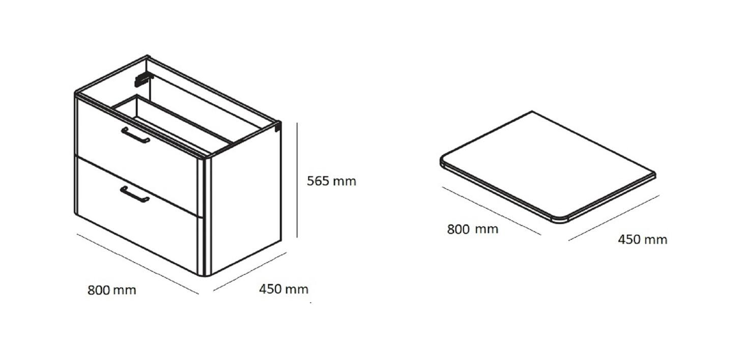 Móvel suspenso com tampo 80x46 cm 2 gavetas branco Roca Legacy - 4