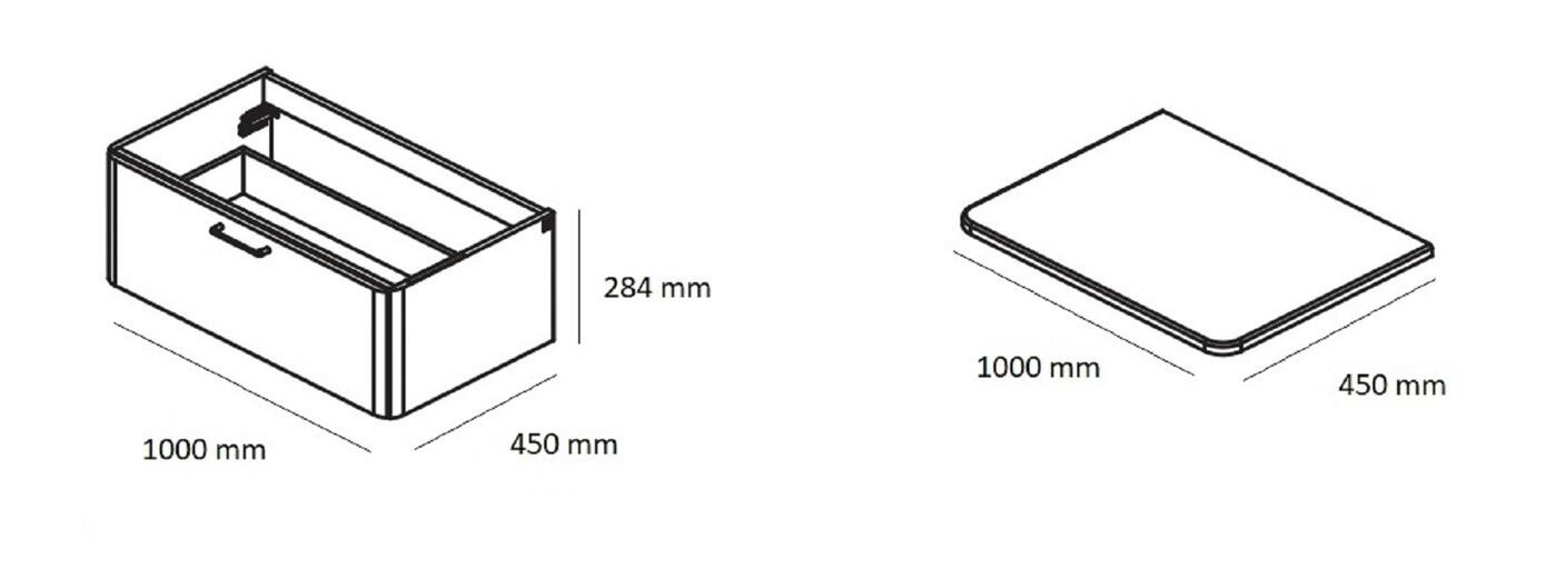 Móvel suspenso com tampo 100x46 cm 1 gaveta azul Roca Legacy - 4