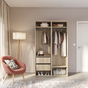 Armoire LOULONGITUDE Blanc/Bois L120 X P50 X H200cm MAX121A - 2 Portes Coulissantes Pour Chambre Enfant