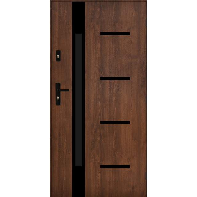 Drzwi stalowe zewnętrzne wejściowe Tulon orzechowe 90 prawe