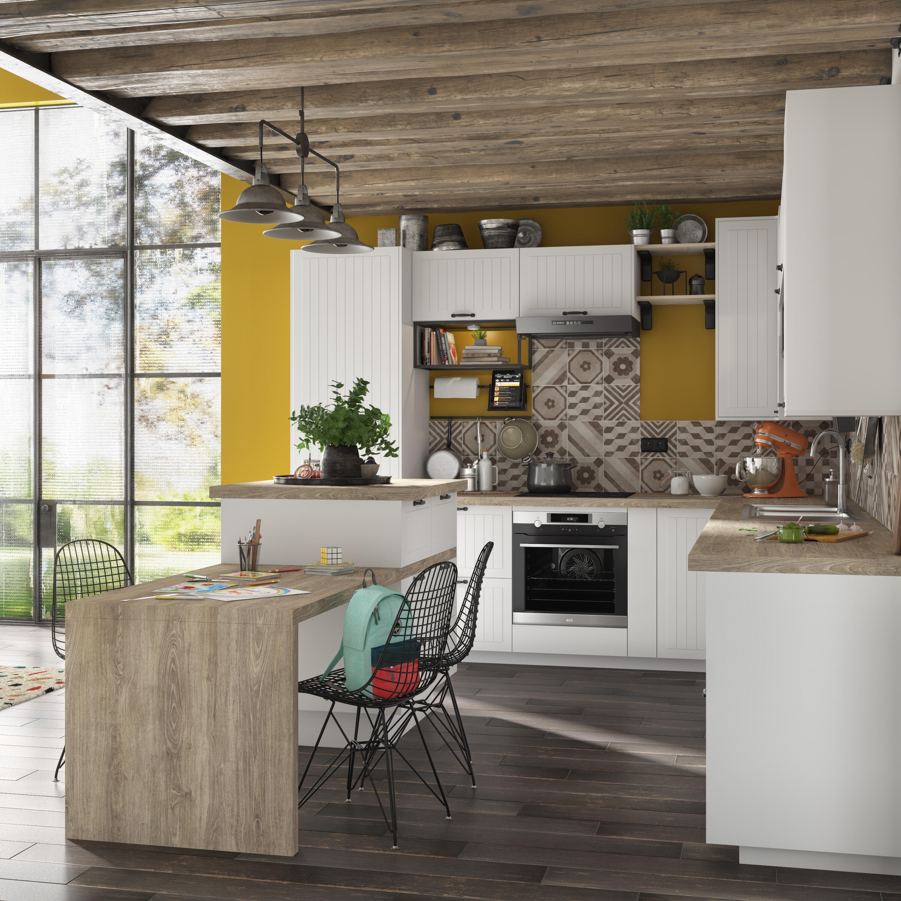 Meuble haut de cuisine Toscane blanc 2 portes H77 x l60 - 3