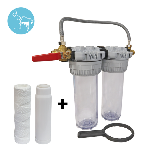 Kit de Estação de filtragem de água potável com cartuchos, bypass inclui EQUATION