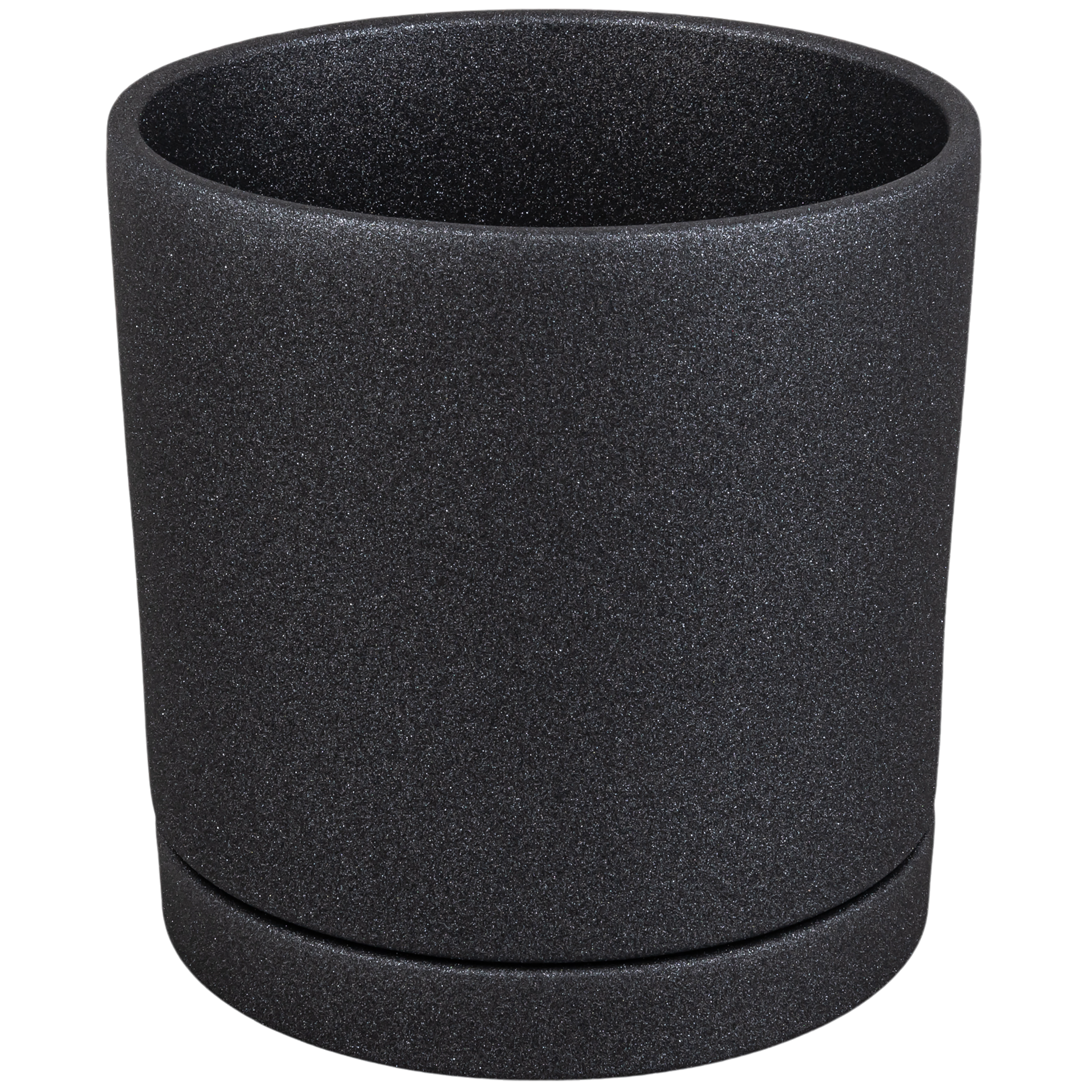 Doniczka ceramiczna z podstawką Vienna śr.15cm grafitowa Ceramik