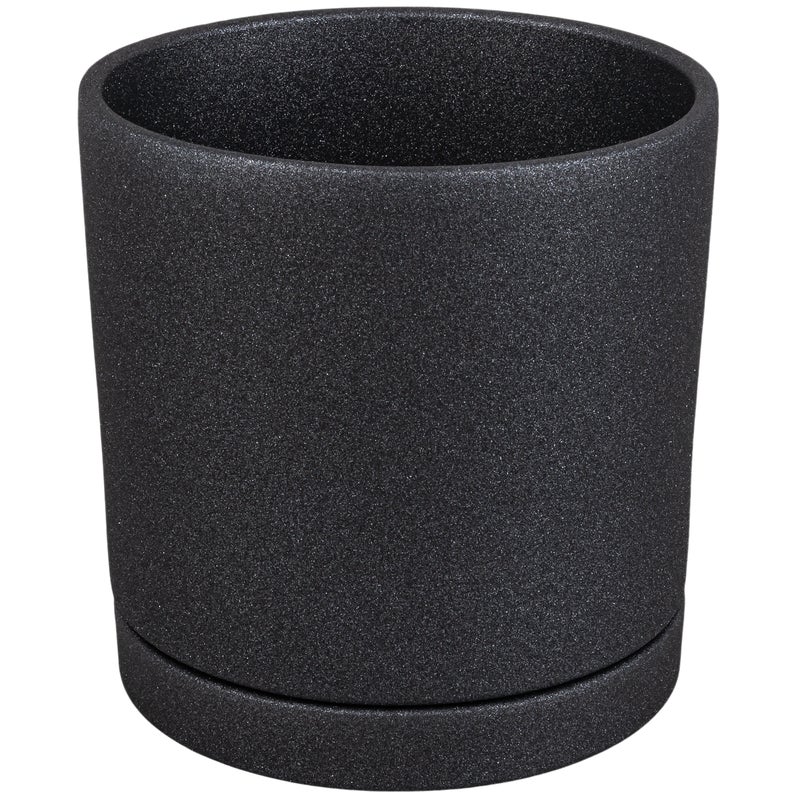 Doniczka ceramiczna z podstawką Vienna śr.15cm grafitowa Ceramik