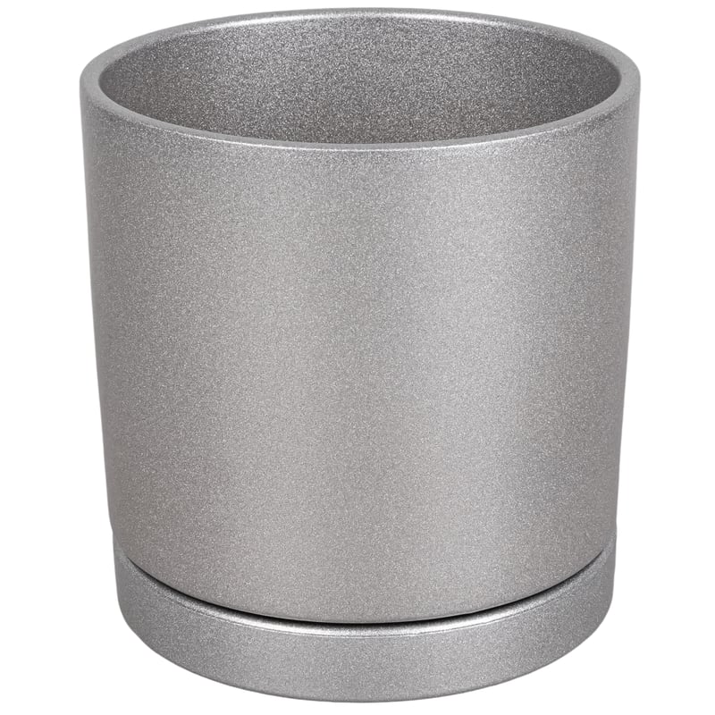 Doniczka ceramiczna z podstawką Vienna śr.15cm srebrna Ceramik