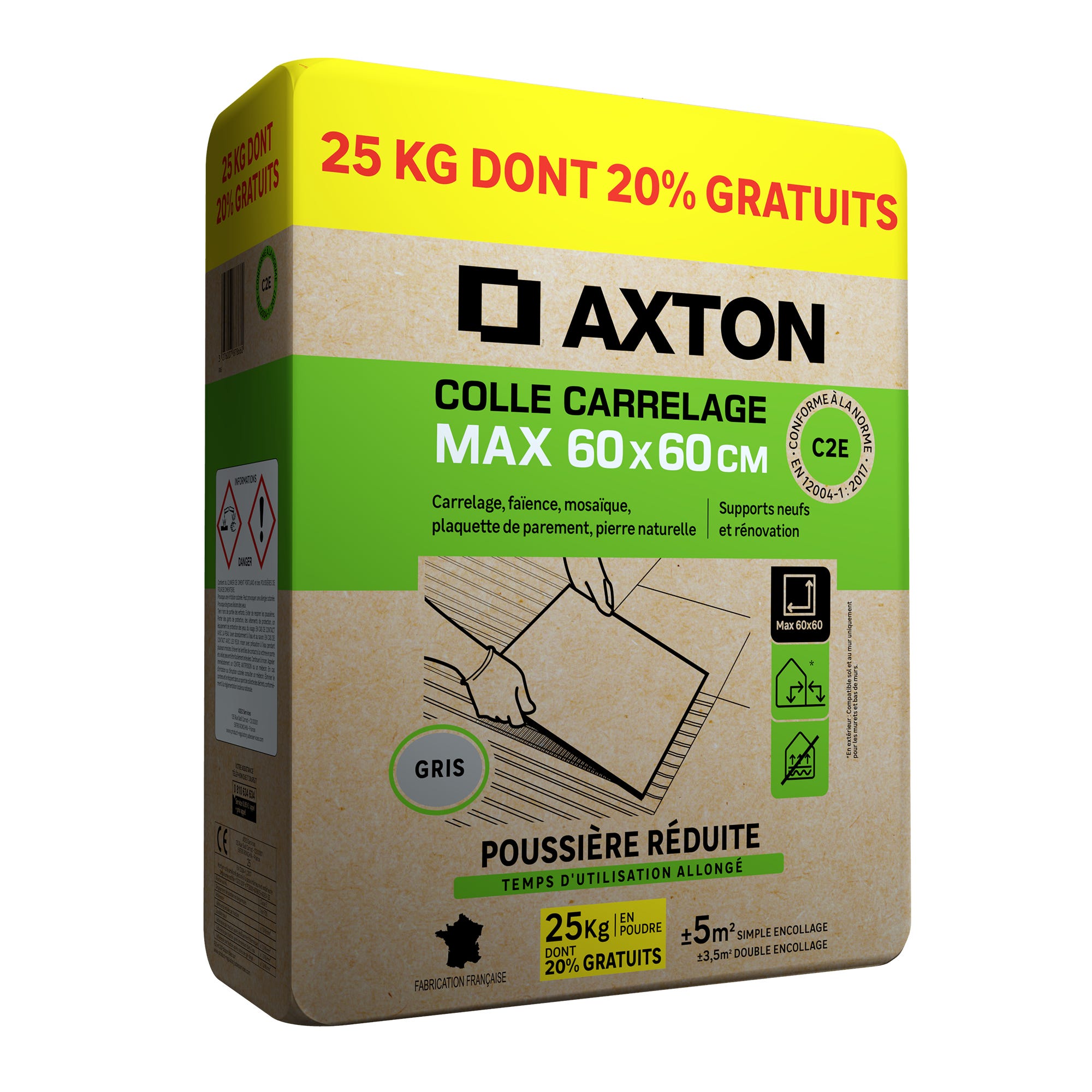 Colle en poudre sol/mur, int/ext, max 60X60cm, gris dont 20% gratuits ...