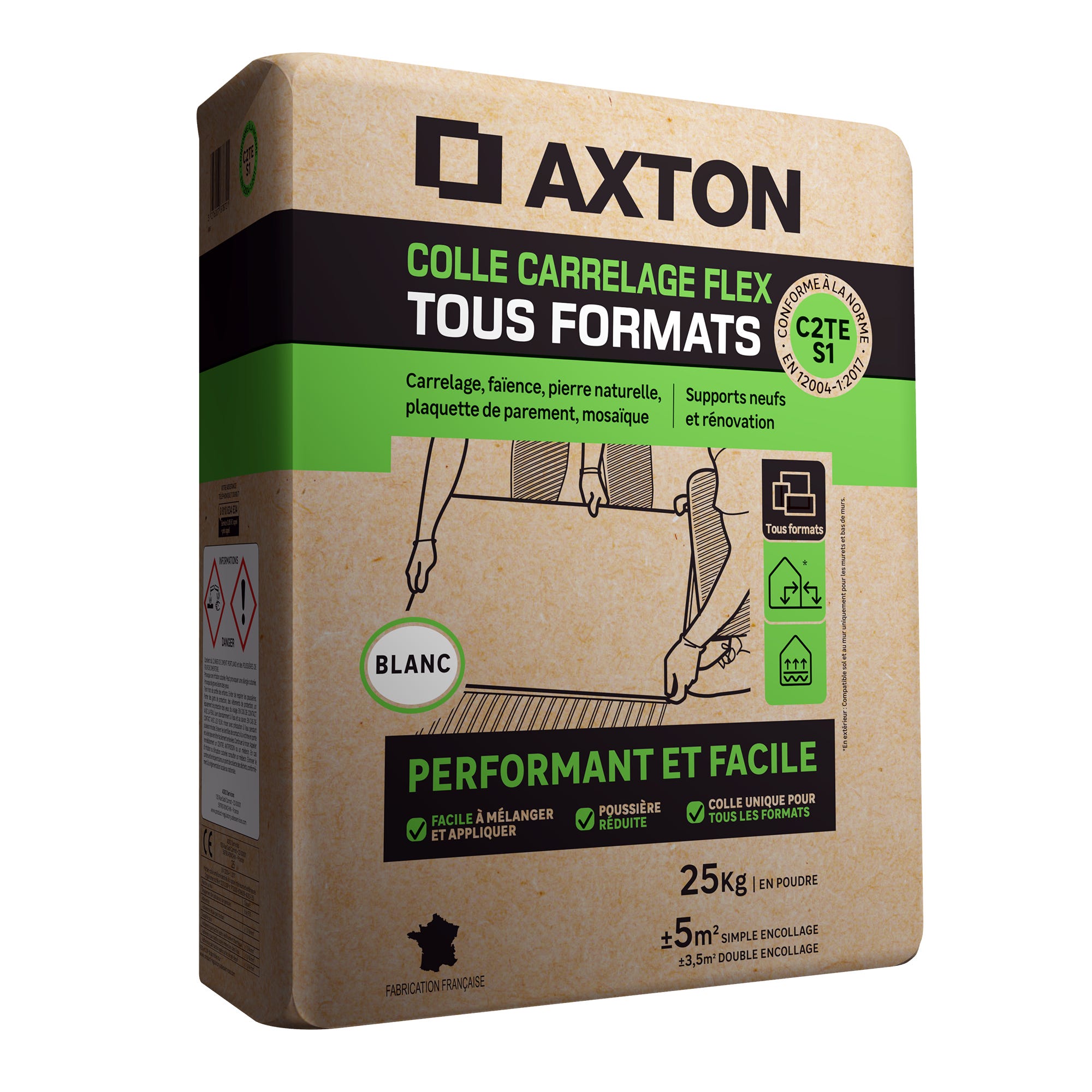 Colle à carrelage FLEX, tous formats, 25 kg, AXTON, blanche | Leroy Merlin