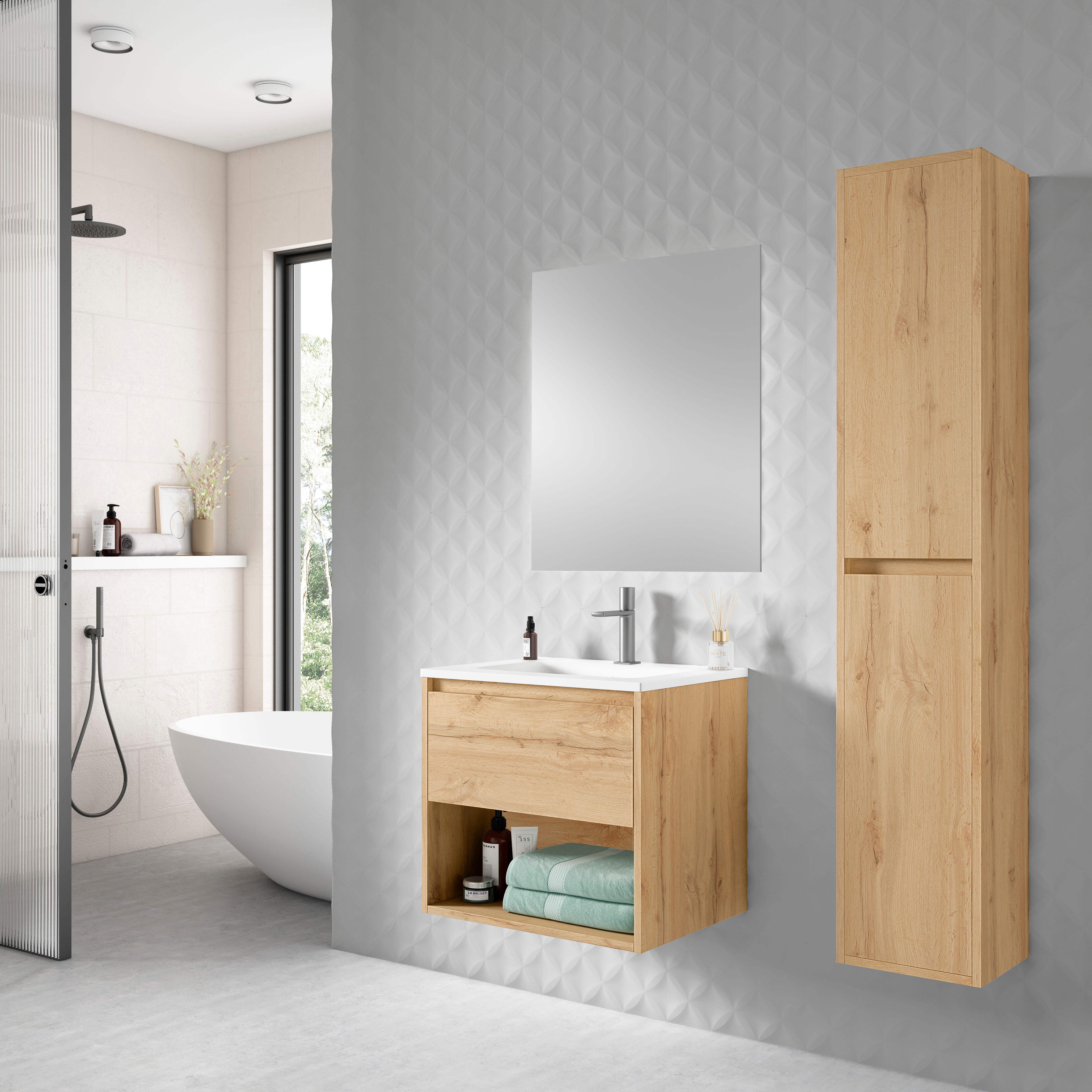 Conjunto de baño pumba roble 60x45,5 cm