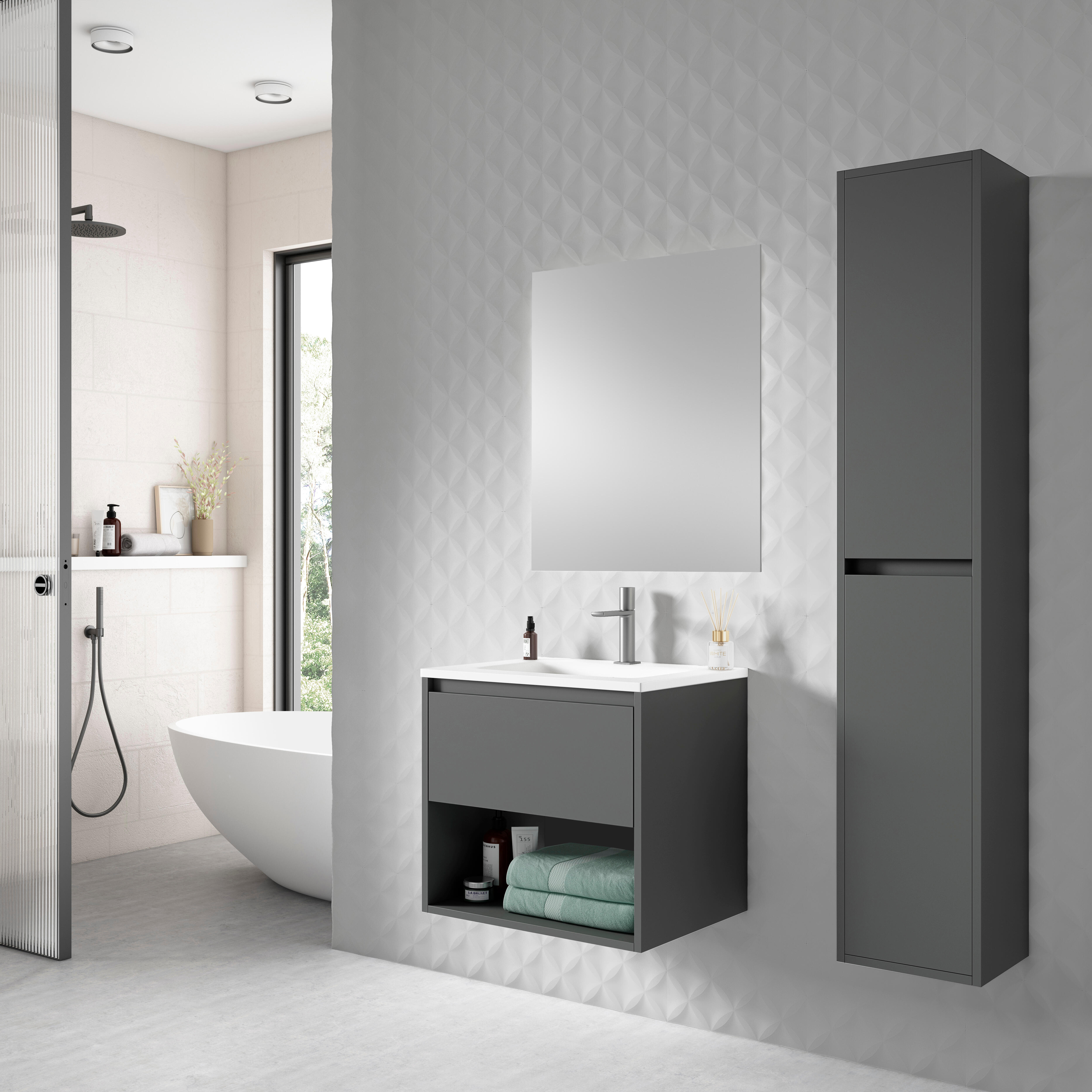 Conjunto de baño pumba antracita 60x45,5 cm