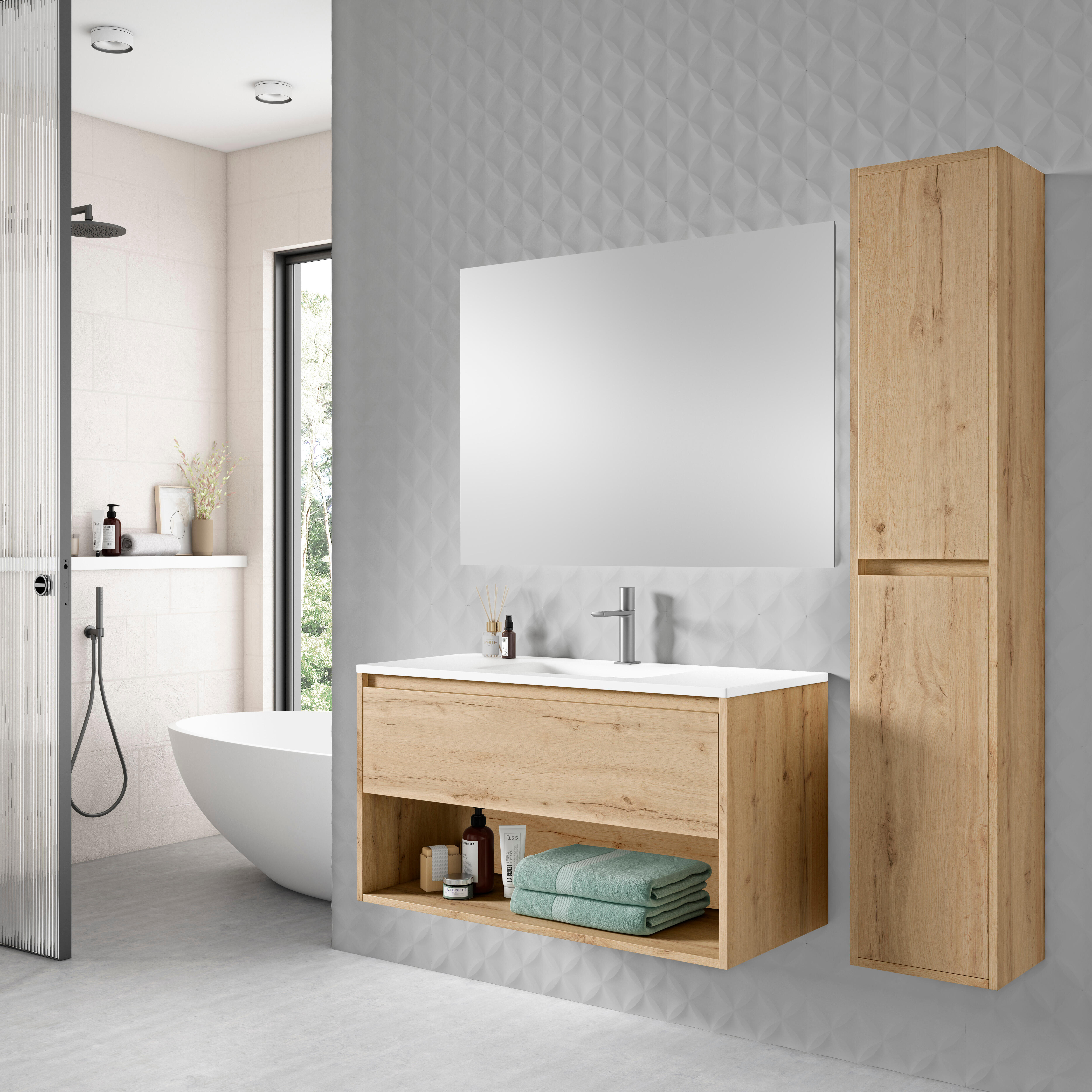 Conjunto de baño pumba roble 100x45,5 cm