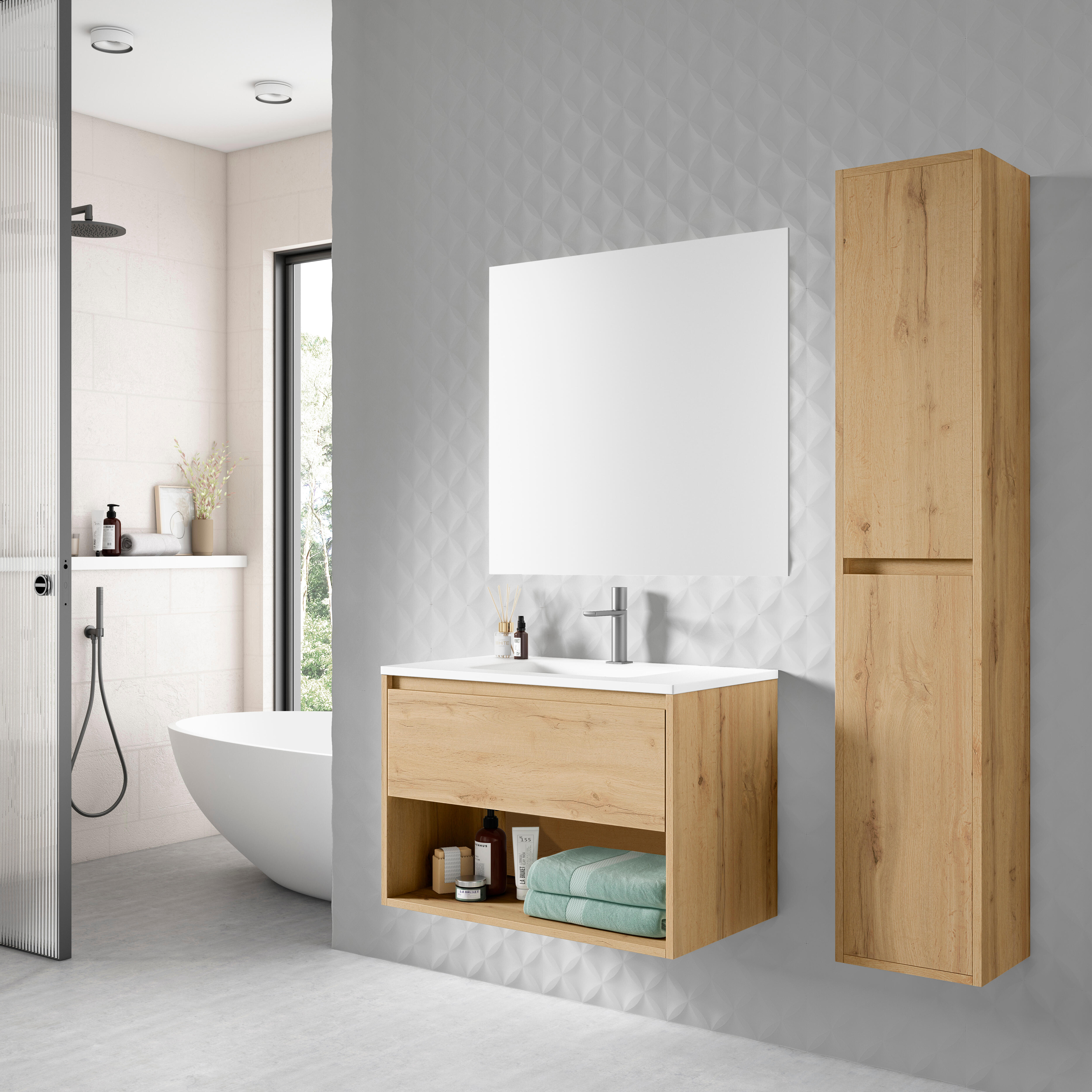 Conjunto de baño pumba roble 80x45,5 cm