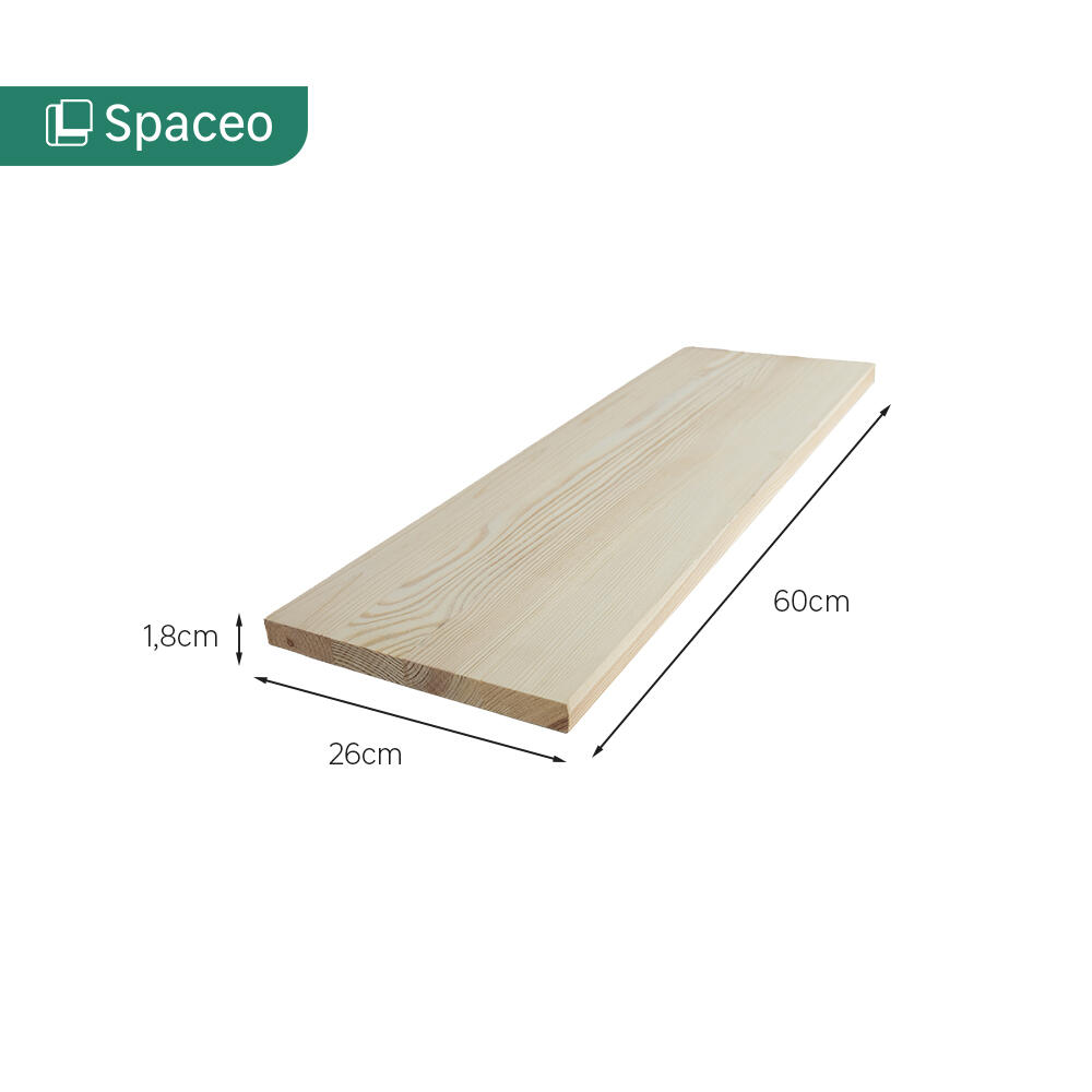 Etagère murale pin massif SPACEO, L.60 cm x P.26 cm, Ep.1.8 cm - 10