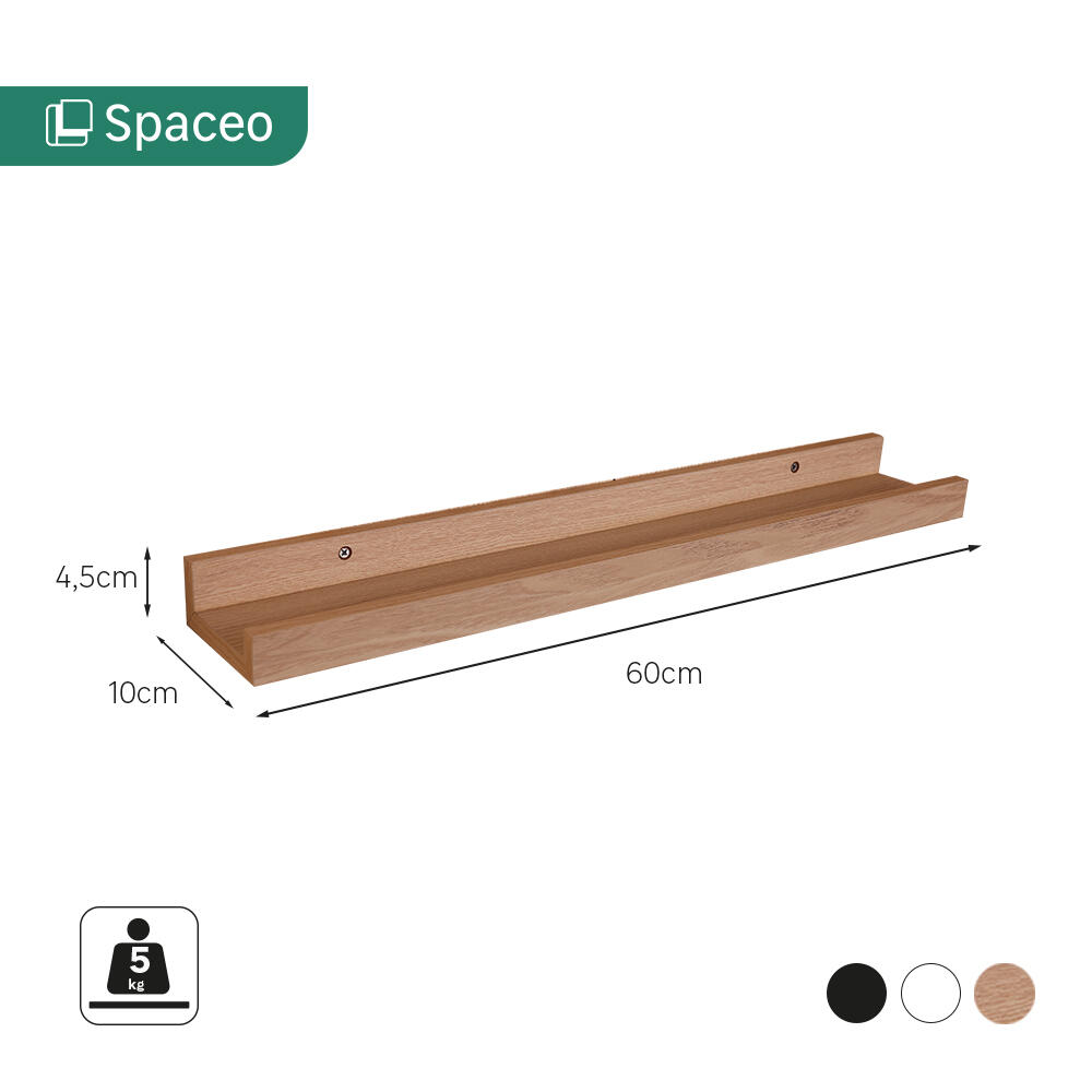 Mensola a muro SPACEO a u in mdf L 60 x P 10 cm nero - 9