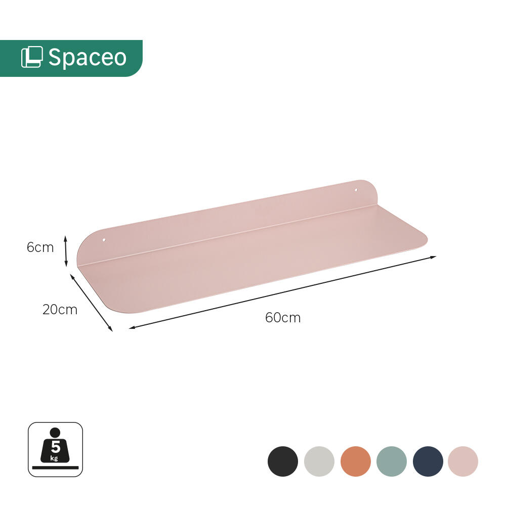 Mensola a muro Bistro SPACEO a l in acciaio L 60 x P 20 cm rosa cipria - 12