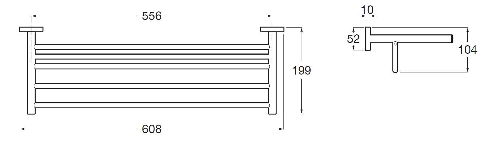 Toallero de pared cromo brillante para atornillar Adagio-N 60.8x10.4x19.9 cm - 2