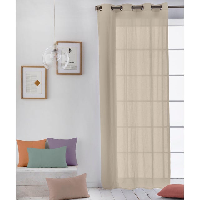 Cortina visillo con ojales 140x260 cm beige