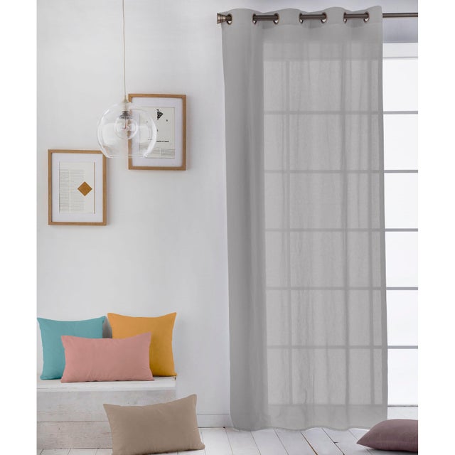 Cortina visillo con ojales 200x260 cm gris